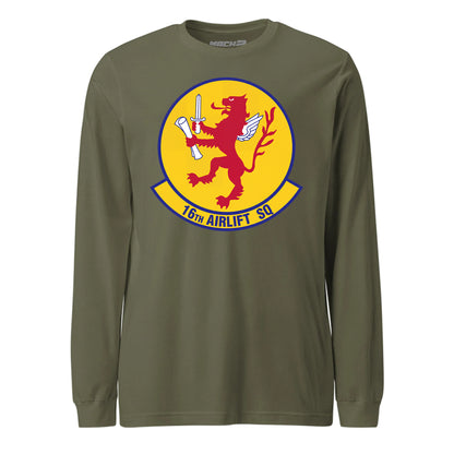 Mach2 Squadron Upload | 16TH AIRLIFT SQUADRON | Long Sleeve | OD Green | MACH-LONG-SLEEVE-FRONT-OD.jpg