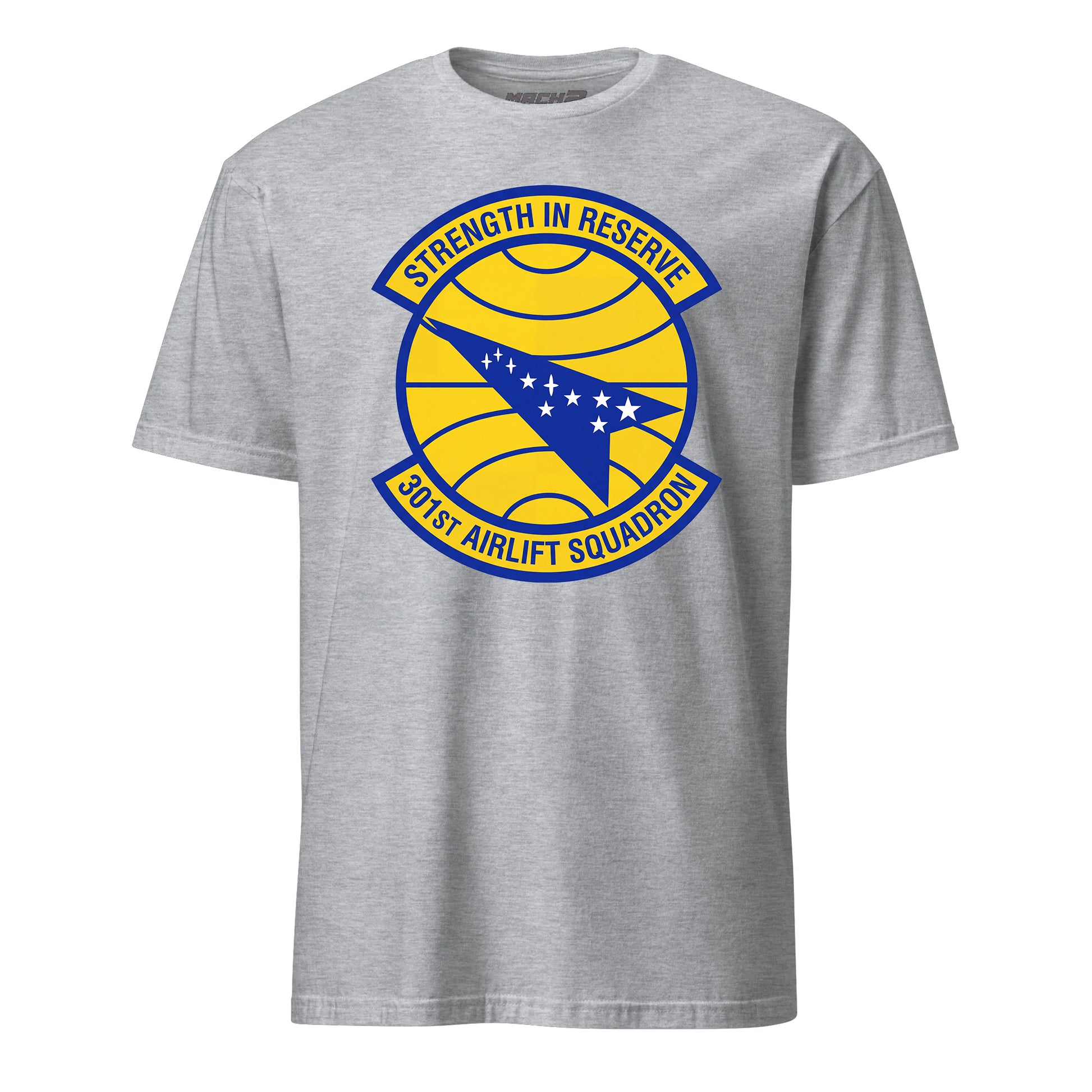 Mach2 Squadron Upload | 301ST AIRLIFT SQUADRON | T-Shirt | Heather Grey | MACH-SHORT-SLEEVE-FRONT-GREY.jpg