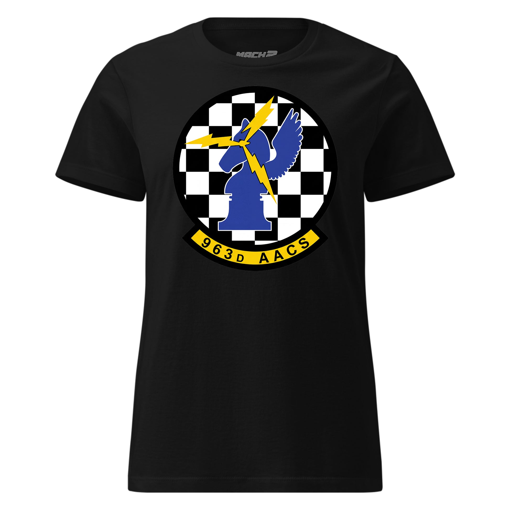 Mach2 Squadron Upload | 963RD AIRBORNE AIR CONTROL SQUADRON | Womens | Black | MACH-WOMENS-FRONT-BLACK.jpg