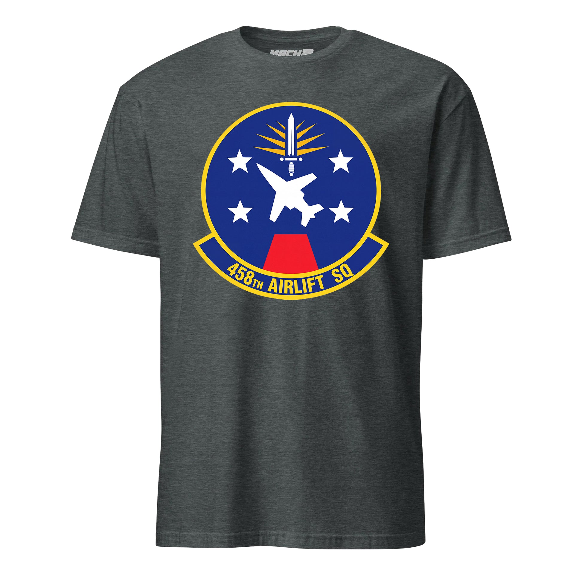 Mach2 Squadron Upload | 458TH AIRLIFT SQUADRON | T-Shirt | Charcoal Heather | MACH-SHORT-SLEEVE-FRONT-CHARCOAL.jpg