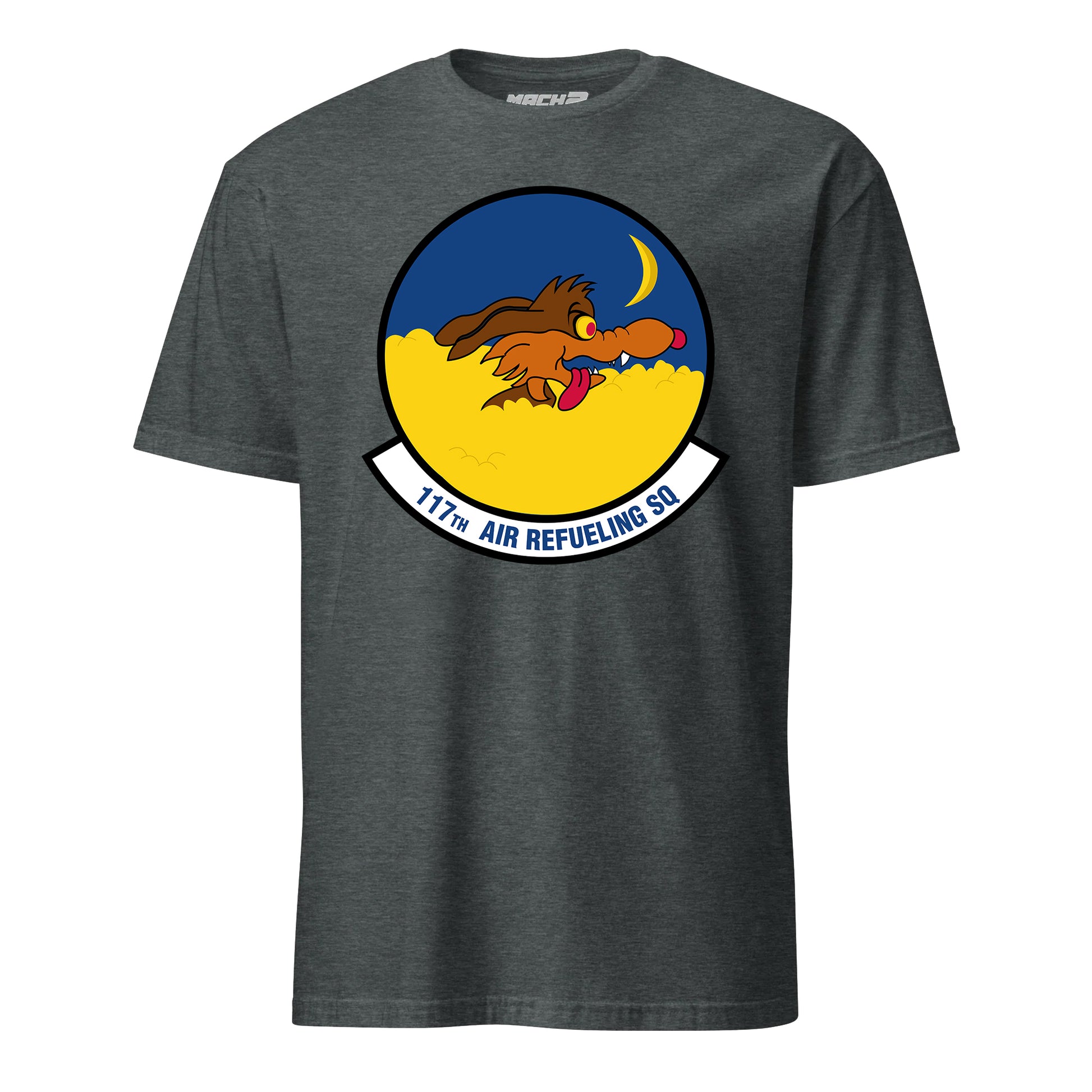Mach2 Squadron Upload | 117TH AIR REFUELING SQUADRON | T-Shirt | Charcoal Heather | MACH-SHORT-SLEEVE-FRONT-CHARCOAL.jpg