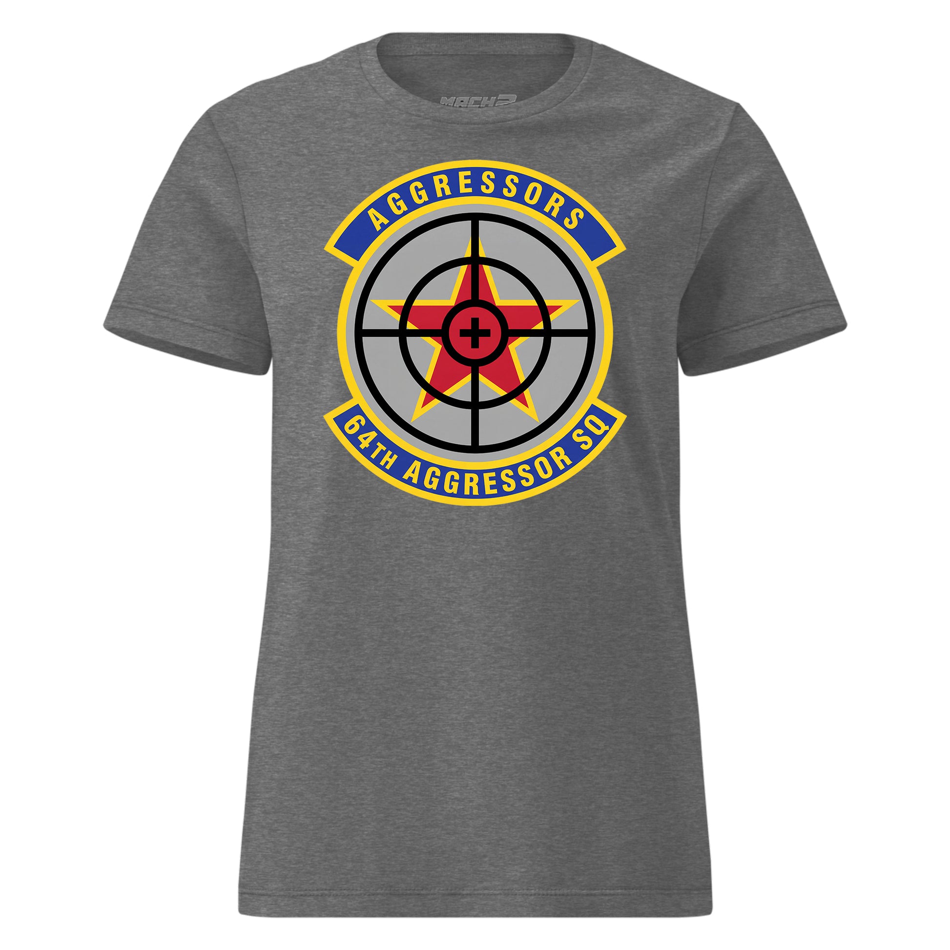 Mach2 Squadron Upload | 64TH AGGRESSOR SQUADRON | Womens | Charcoal Heather | MACH-WOMENS-FRONT-CHARCOAL.jpg
