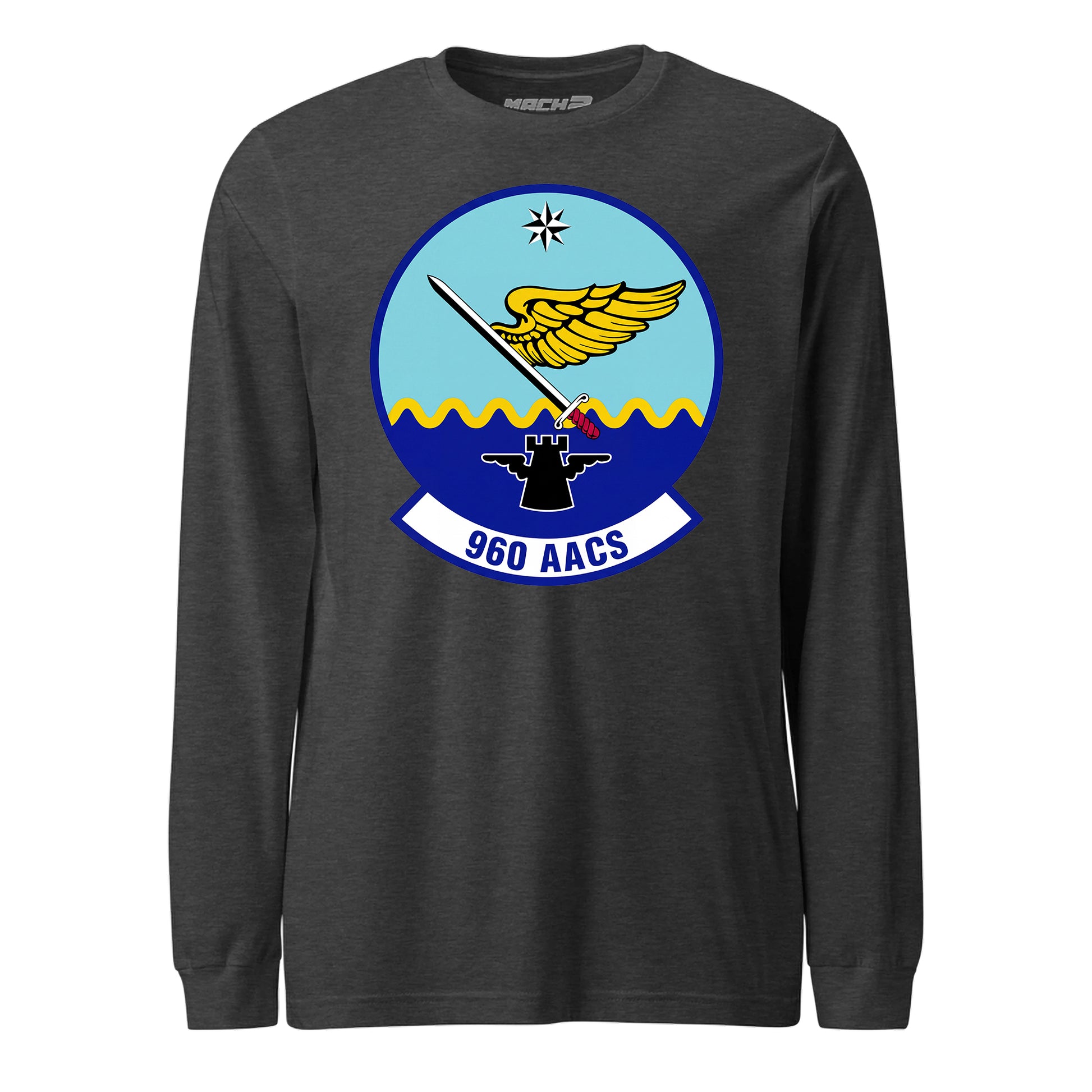 Mach2 Squadron Upload | 960TH AIRBORNE AIR CONTROL SQUADRON | Long Sleeve | Charcoal Heather | MACH-LONG-SLEEVE-FRONT-CHARCOAL.jpg