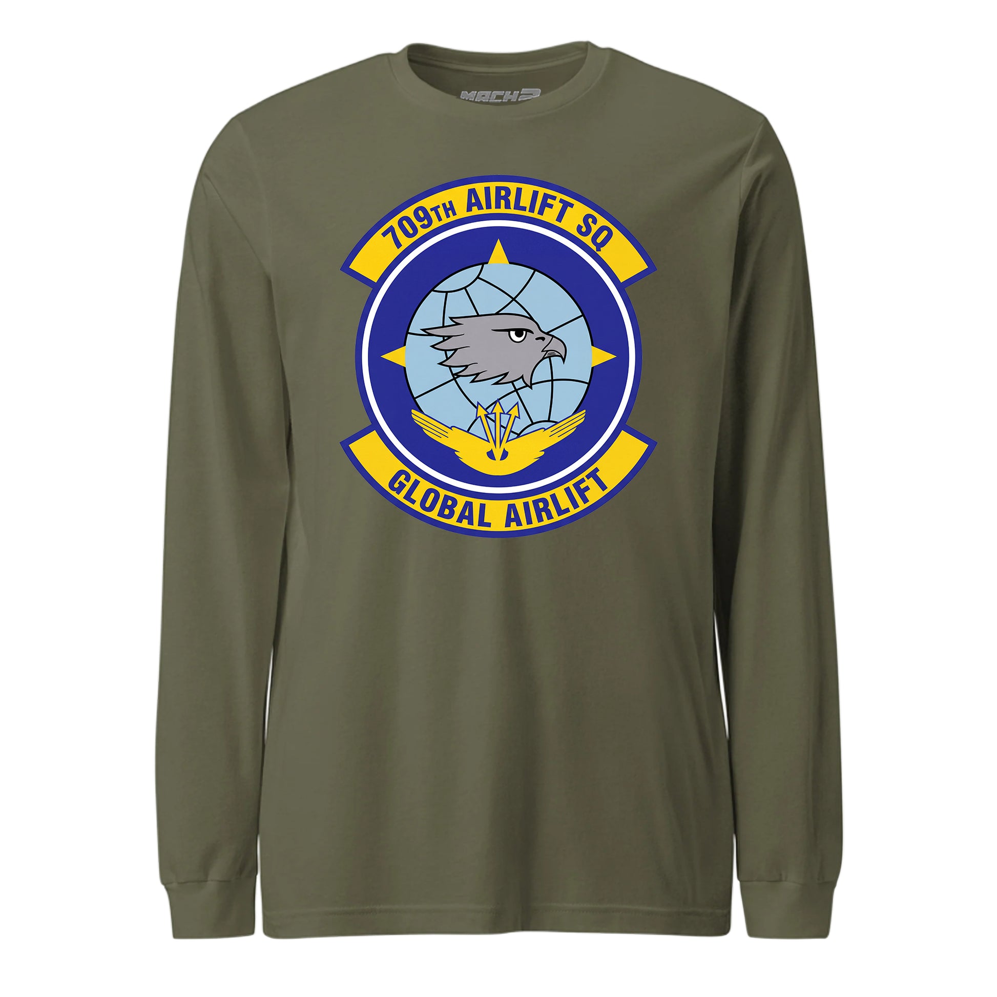 Mach2 Squadron Upload | 709TH AIRLIFT SQUADRON | Long Sleeve | OD Green | MACH-LONG-SLEEVE-FRONT-OD.jpg