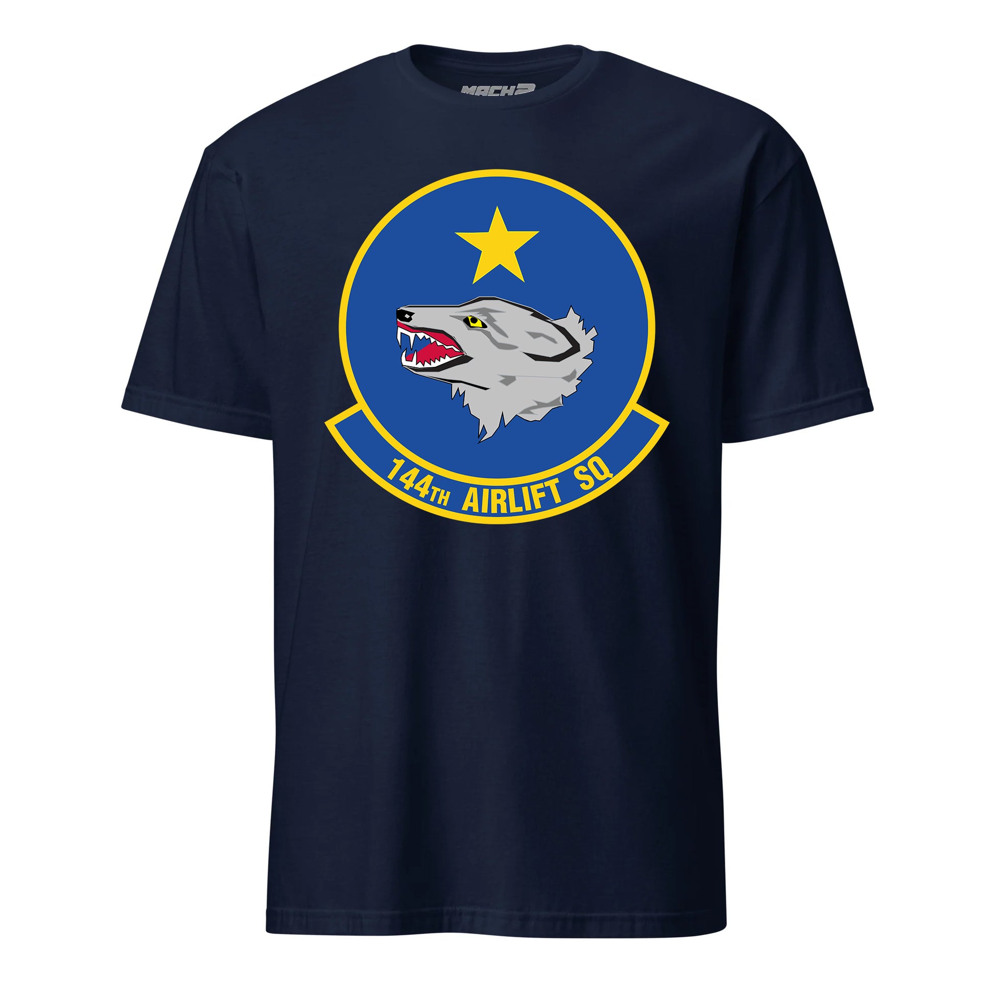 Mach2 Squadron Upload | 144TH AIRLIFT SQUADRON | T-Shirt | Navy | MACH-SHORT-SLEEVE-FRONT-NAVY.jpg