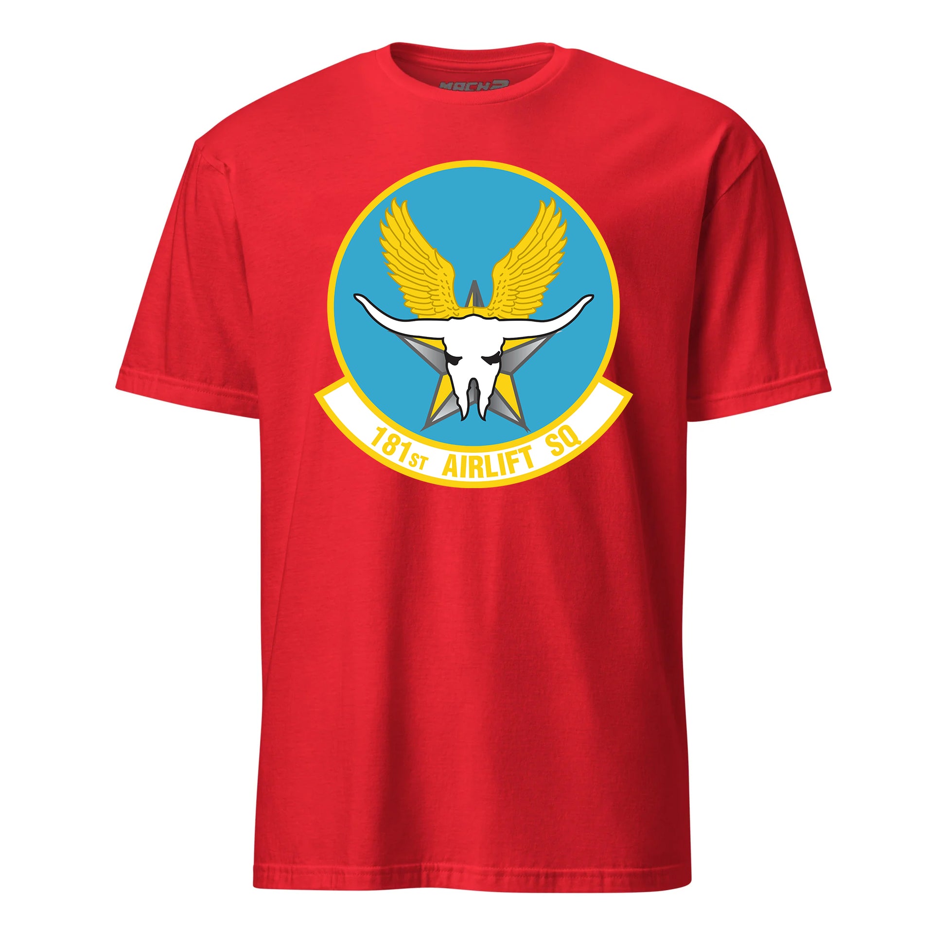 Mach2 Squadron Upload | 181ST AIRLIFT SQUADRON | T-Shirt | Red | MACH-SHORT-SLEEVE-FRONT-RED.jpg