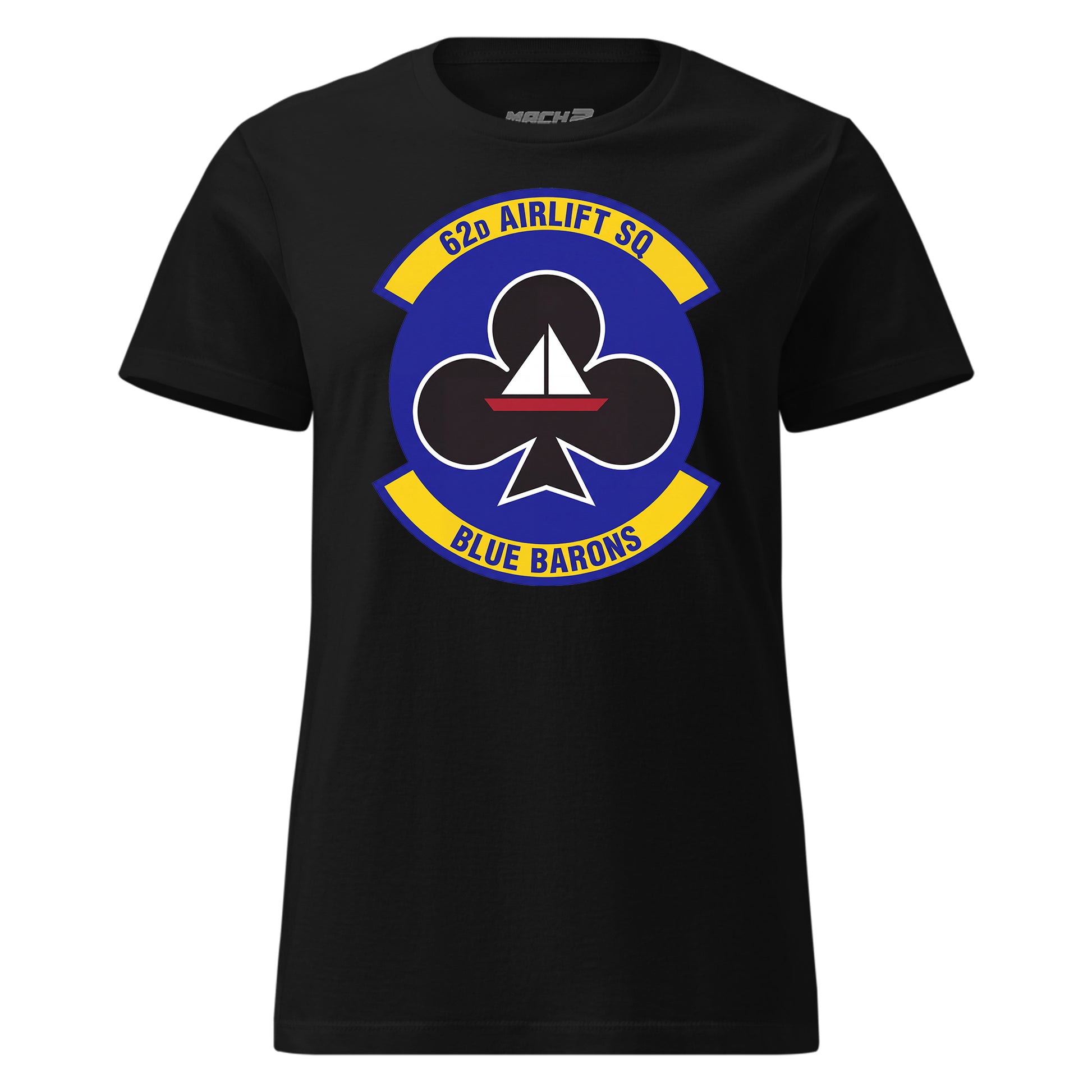 Mach2 Squadron Upload | 62ND AIRLIFT SQUADRON | Womens | Black | MACH-WOMENS-FRONT-BLACK.jpg