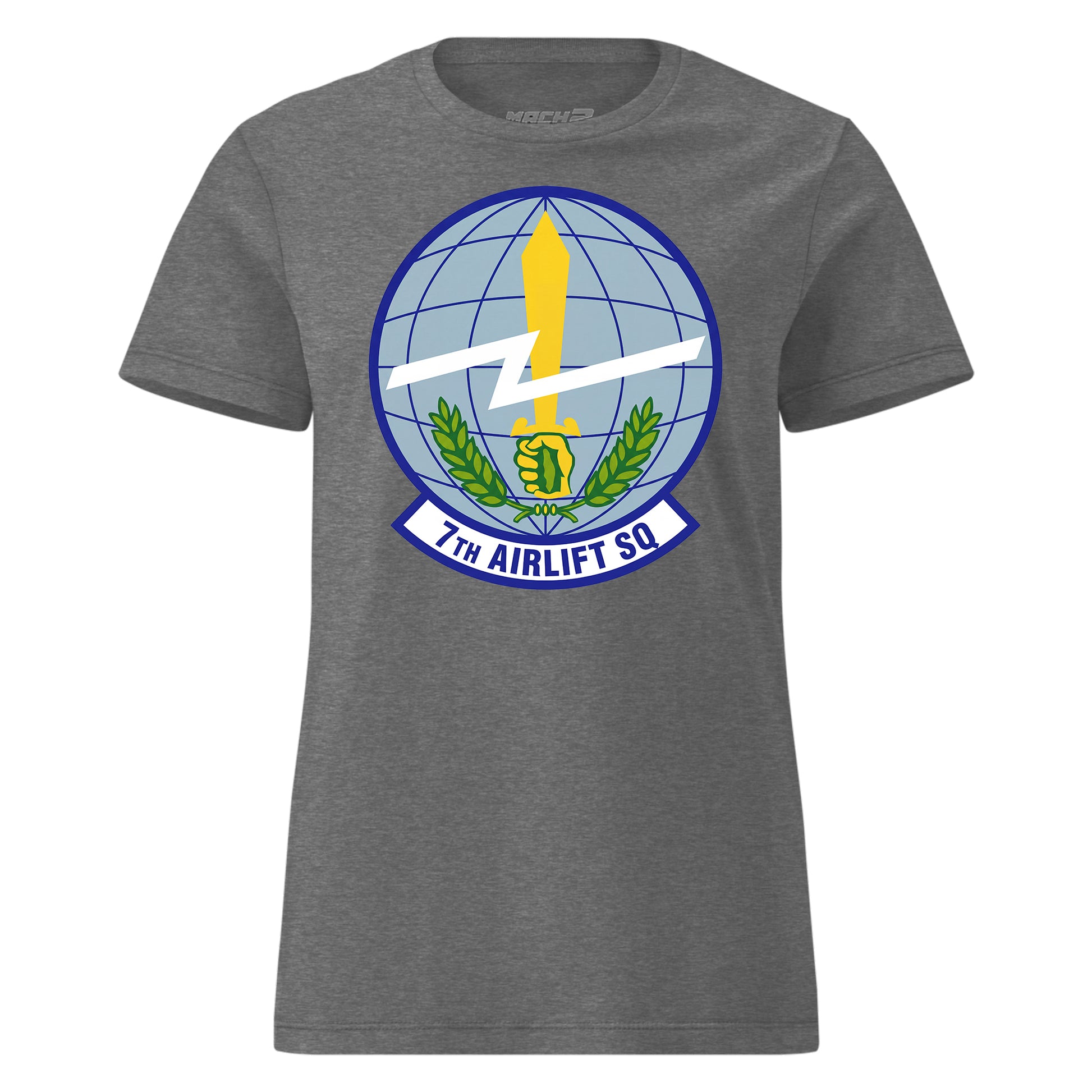 Mach2 Squadron Upload | 7TH AIRLIFT SQUADRON | Womens | Charcoal Heather | MACH-WOMENS-FRONT-CHARCOAL.jpg