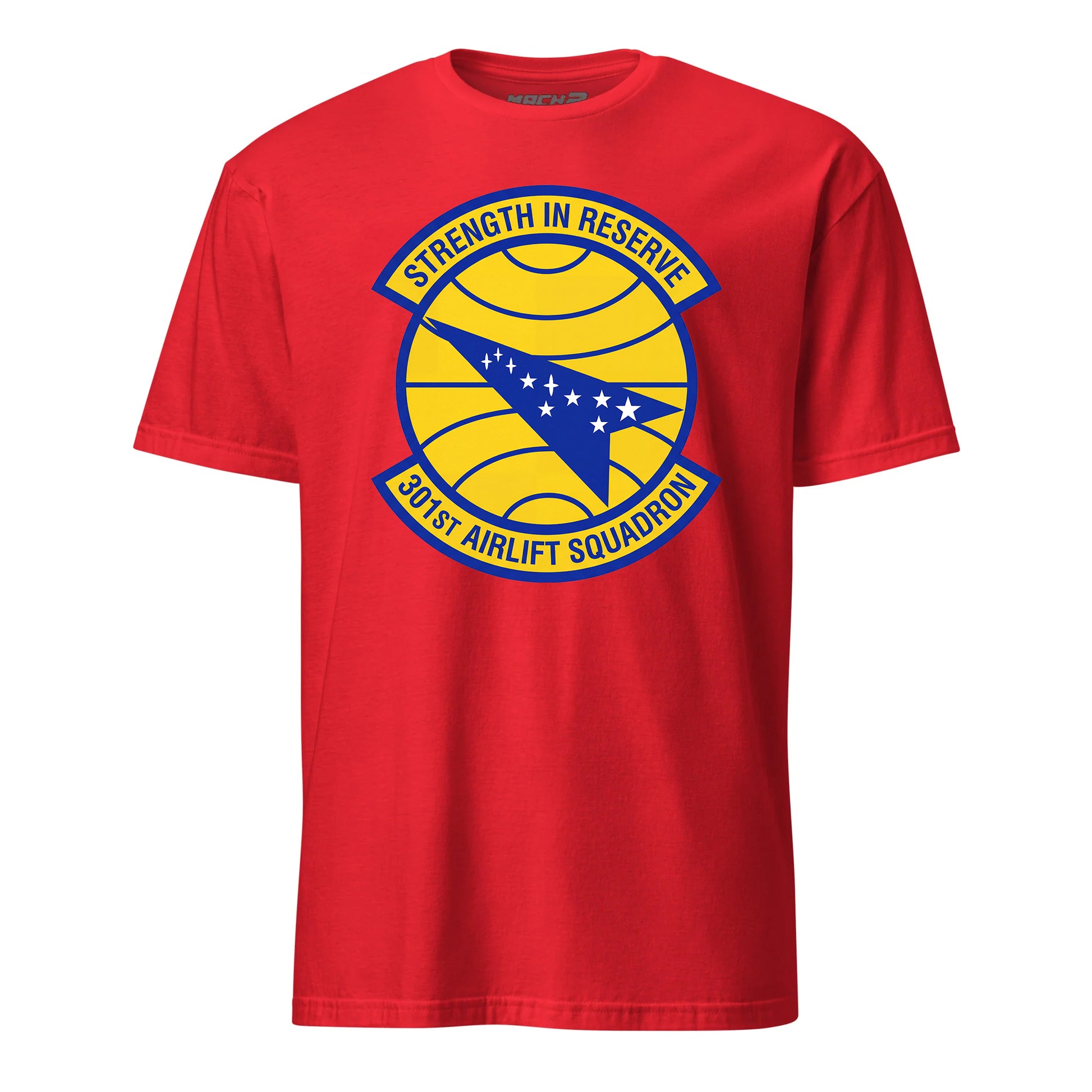 Mach2 Squadron Upload | 301ST AIRLIFT SQUADRON | T-Shirt | Red | MACH-SHORT-SLEEVE-FRONT-RED.jpg