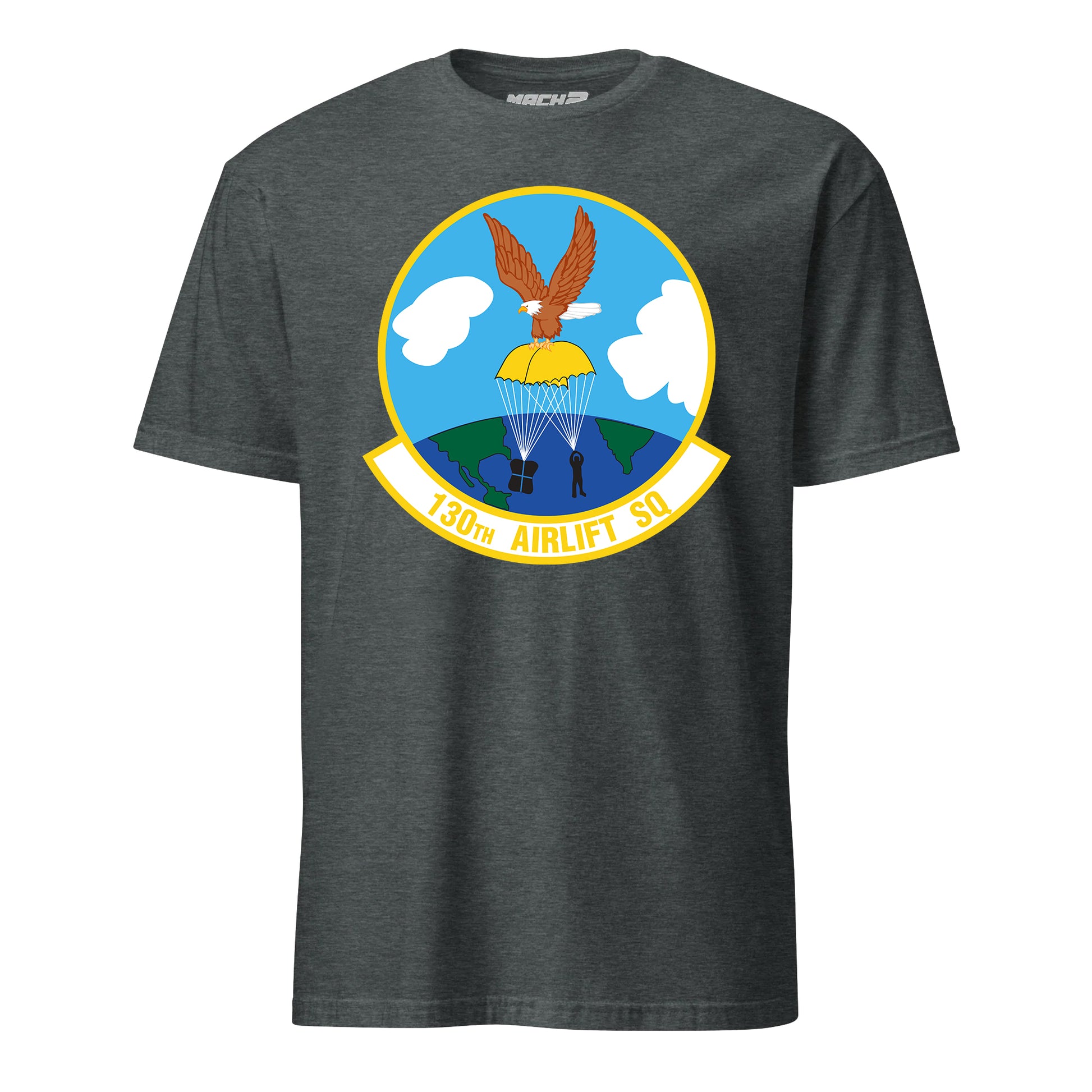 Mach2 Squadron Upload | 130TH AIRLIFT SQUADRON | T-Shirt | Charcoal Heather | MACH-SHORT-SLEEVE-FRONT-CHARCOAL.jpg
