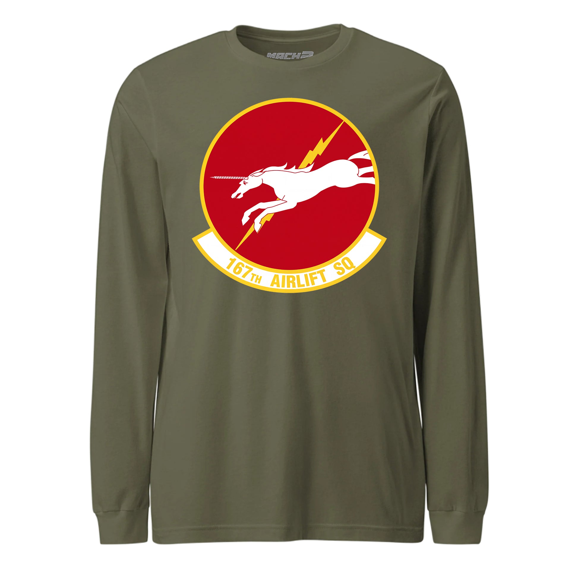 Mach2 Squadron Upload | 167TH AIRLIFT SQUADRON | Long Sleeve | OD Green | MACH-LONG-SLEEVE-FRONT-OD.jpg