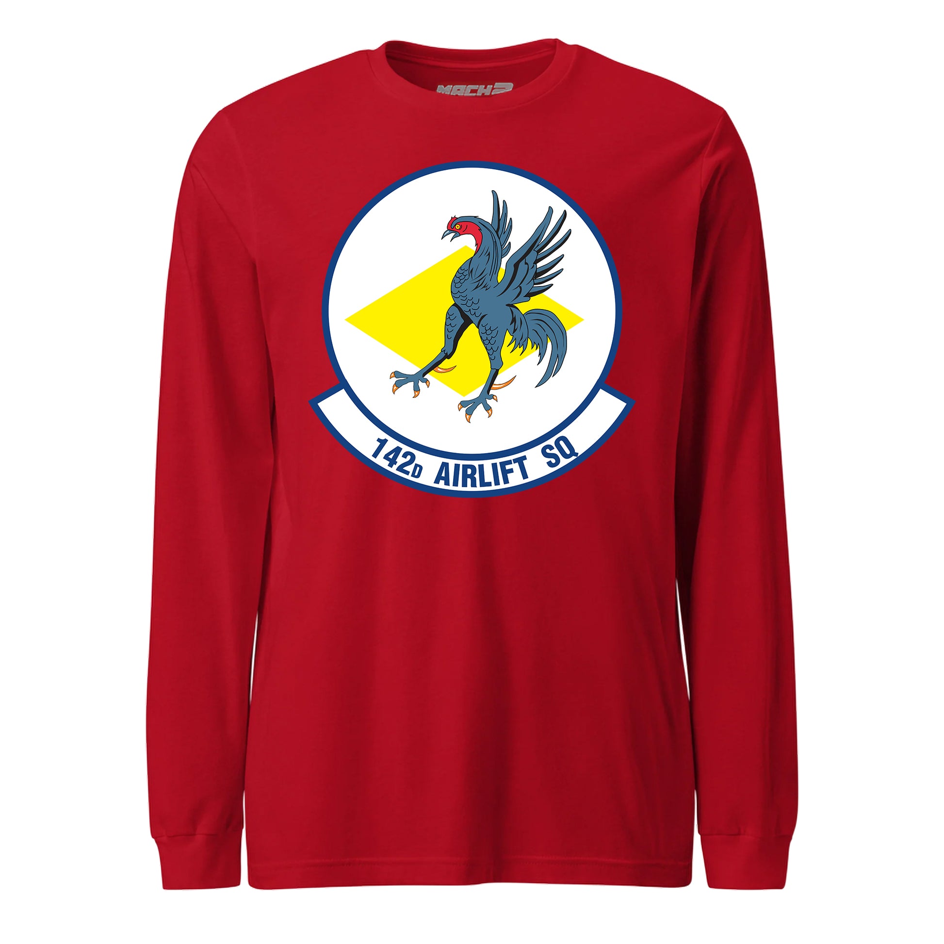 Mach2 Squadron Upload | 142ND AIRLIFT SQUADRON | Long Sleeve | Red | MACH-LONG-SLEEVE-FRONT-RED.jpg