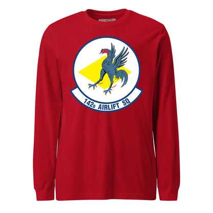 Mach2 Squadron Upload | 142ND AIRLIFT SQUADRON | Long Sleeve | Red | MACH-LONG-SLEEVE-FRONT-RED.jpg