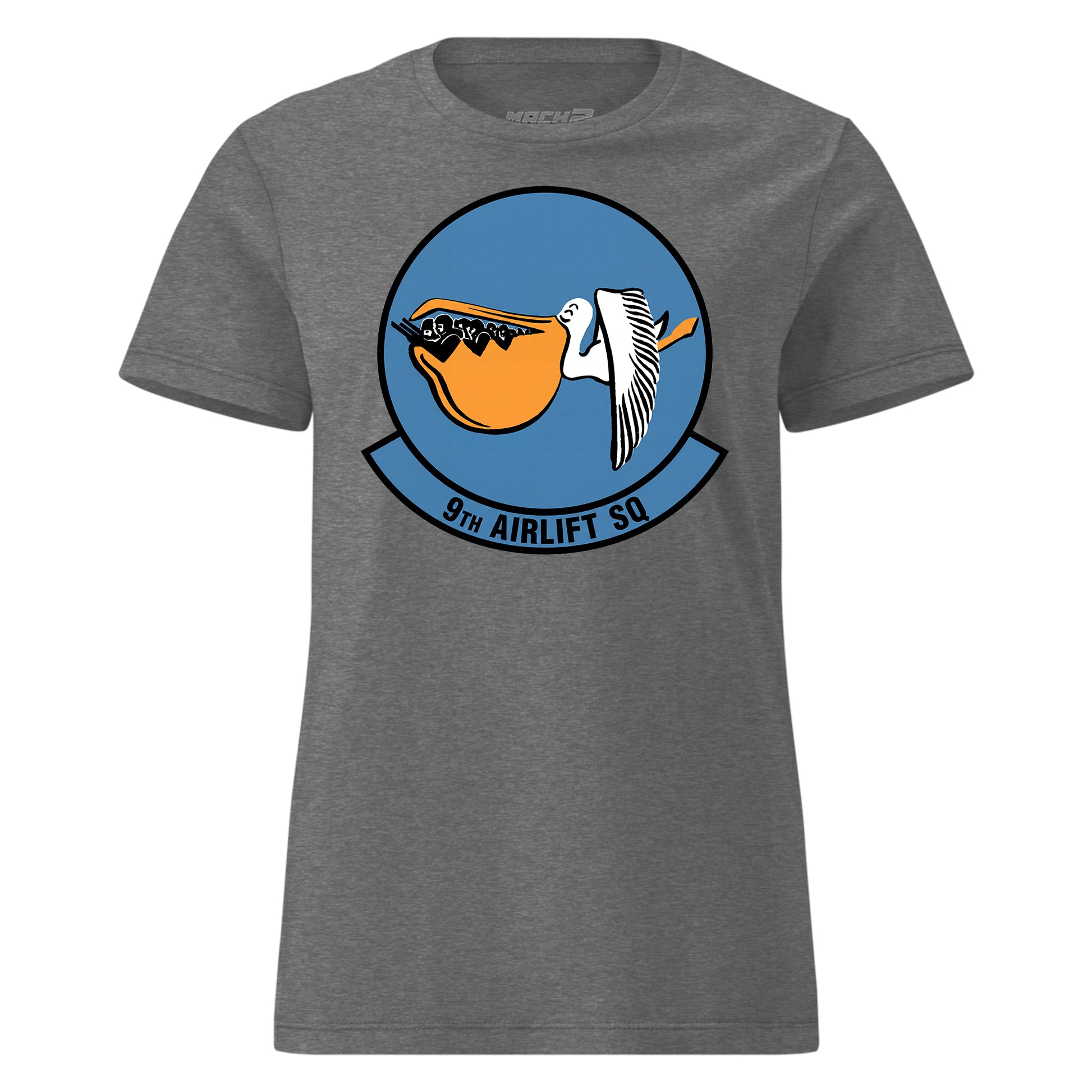 Mach2 Squadron Upload | 9TH AIRLIFT SQUADRON | Womens | Charcoal Heather | MACH-WOMENS-FRONT-CHARCOAL.jpg