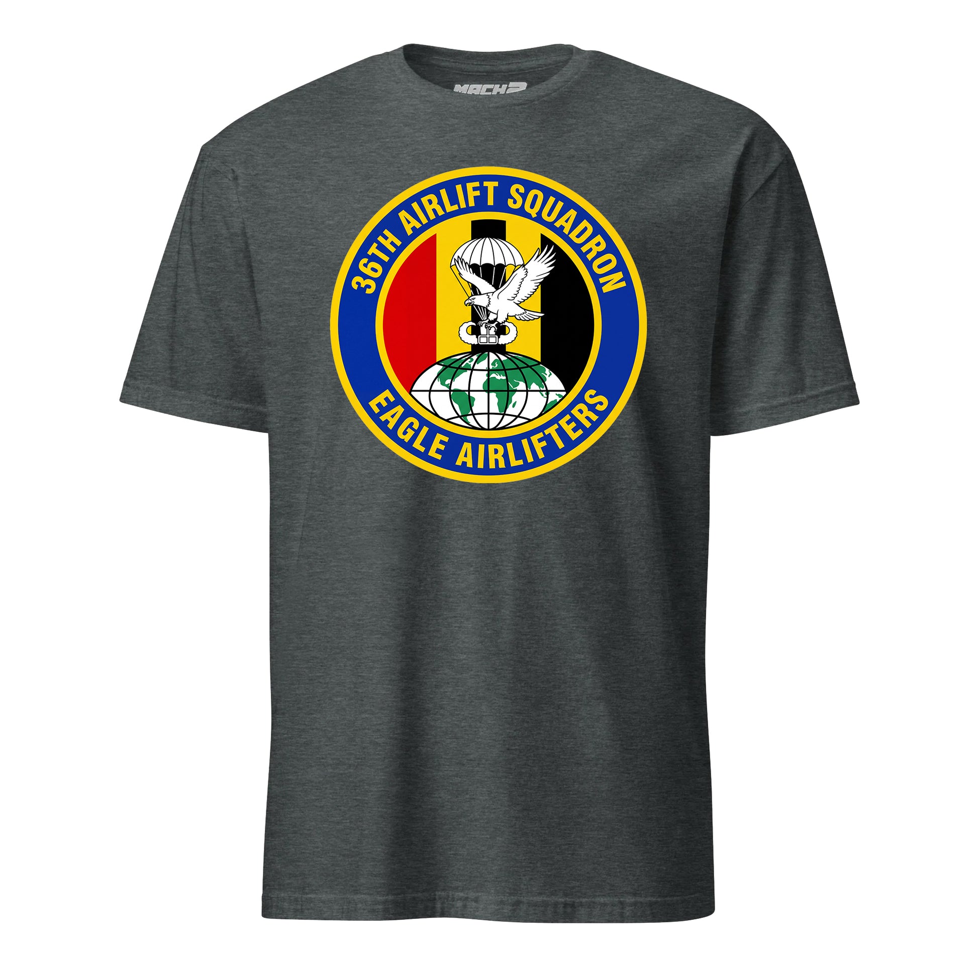 Mach2 Squadron Upload | 36TH AIRLIFT SQUADRON | T-Shirt | Charcoal Heather | MACH-SHORT-SLEEVE-FRONT-CHARCOAL.jpg