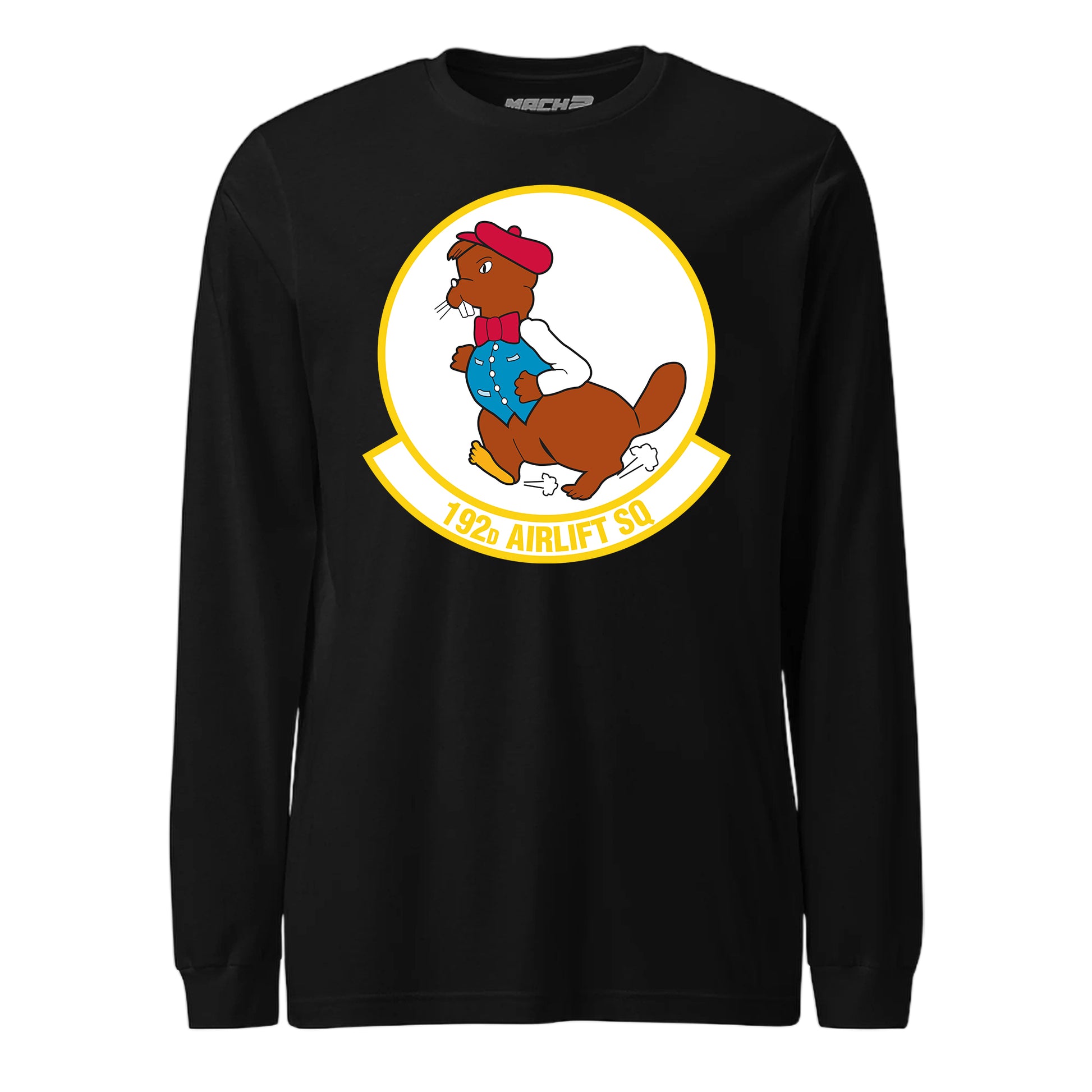 Mach2 Squadron Upload | 192ND AIRLIFT SQUADRON | Long Sleeve | Black | MACH-LONG-SLEEVE-FRONT-BLACK.jpg