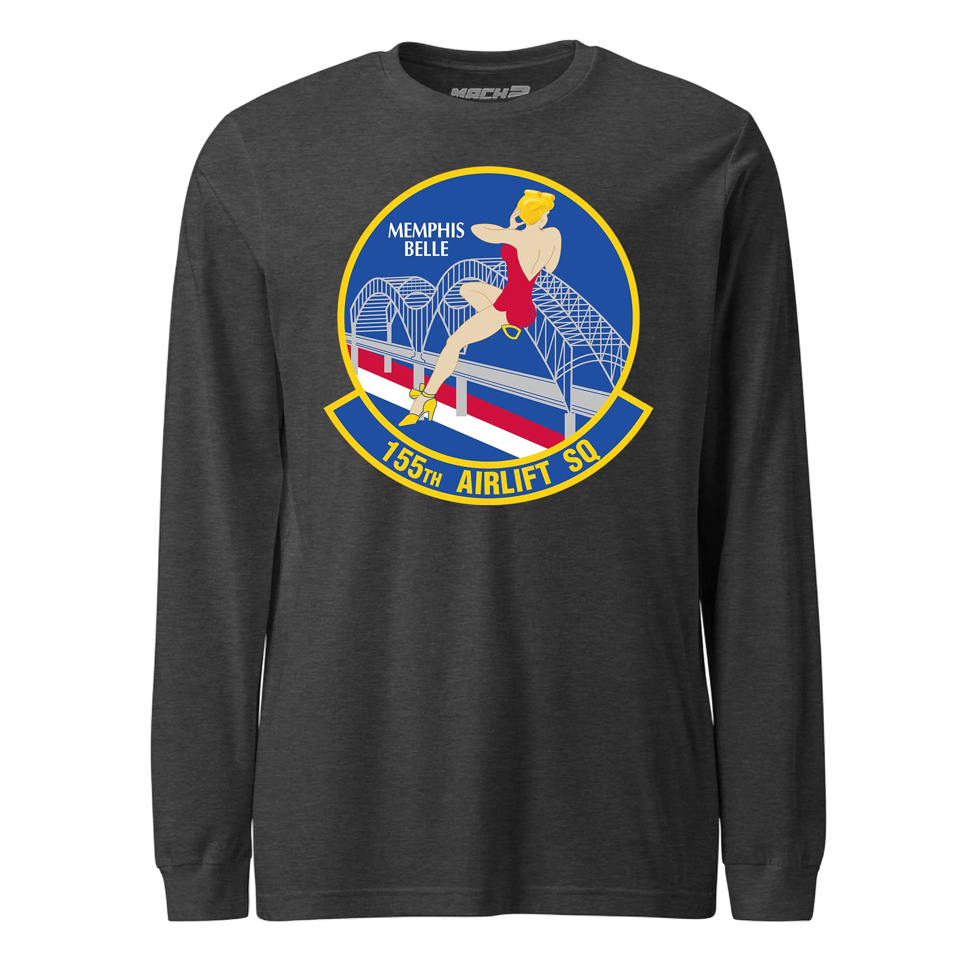 Mach2 Squadron Upload | 155TH AIRLIFT SQUADRON | Long Sleeve | Charcoal Heather | MACH-LONG-SLEEVE-FRONT-CHARCOAL.jpg