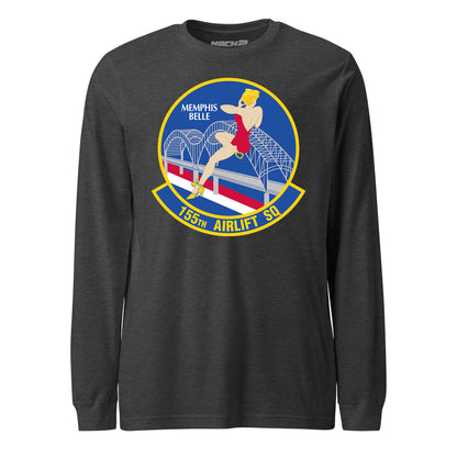 Mach2 Squadron Upload | 155TH AIRLIFT SQUADRON | Long Sleeve | Charcoal Heather | MACH-LONG-SLEEVE-FRONT-CHARCOAL.jpg