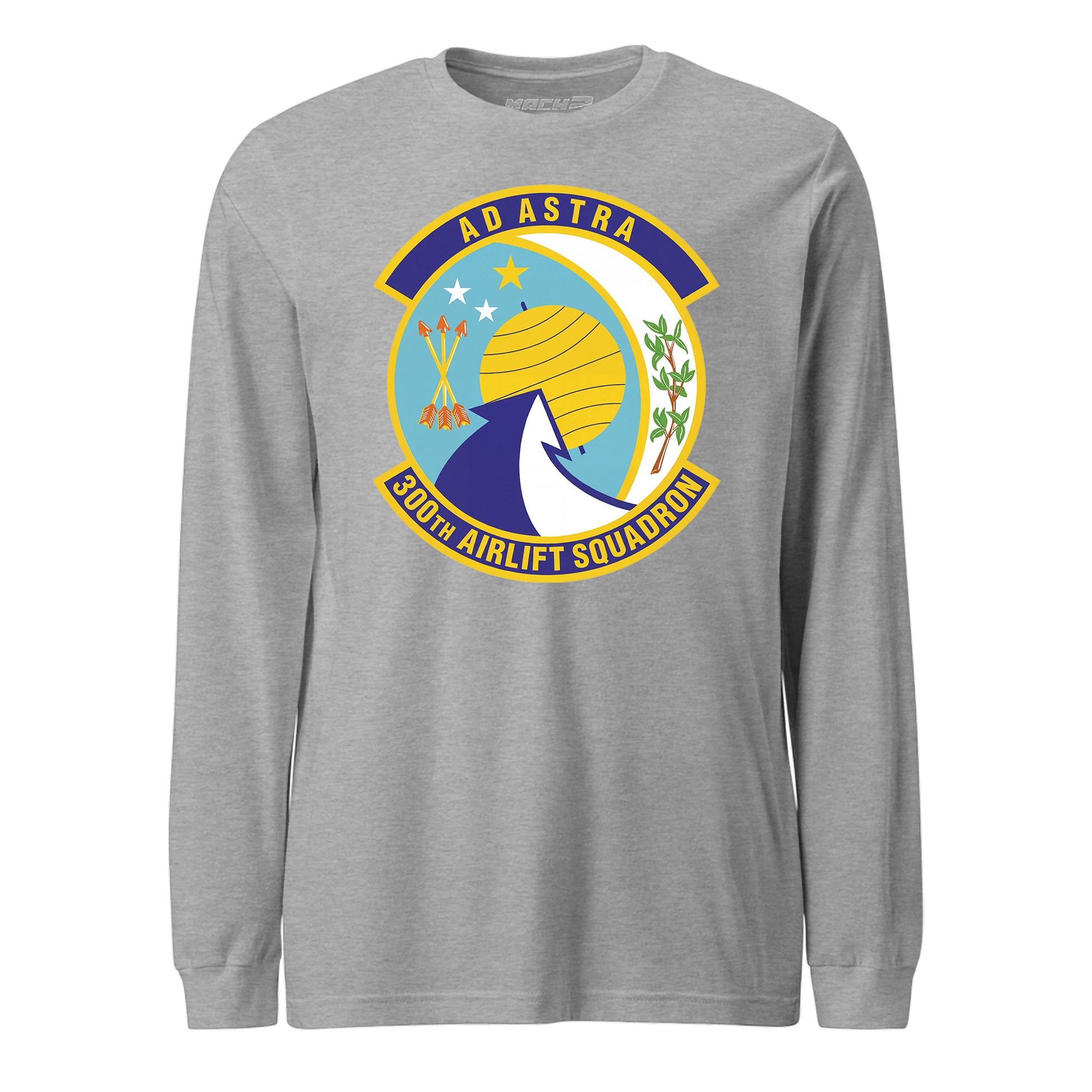 Mach2 Squadron Upload | 300TH AIRLIFT SQUADRON | Long Sleeve | Heather Grey | MACH-LONG-SLEEVE-FRONT-GREY.jpg