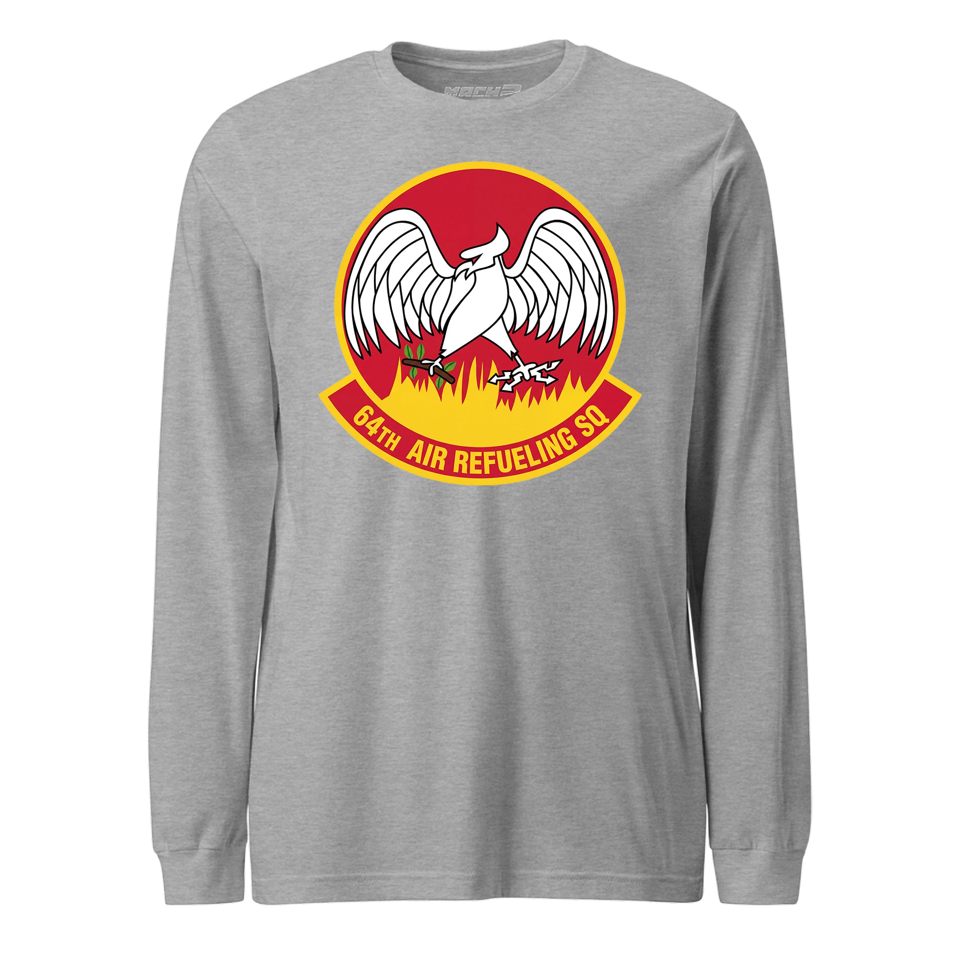 Mach2 Squadron Upload | 64TH AIR REFUELING SQUADRON | Long Sleeve | Heather Grey | MACH-LONG-SLEEVE-FRONT-GREY.jpg