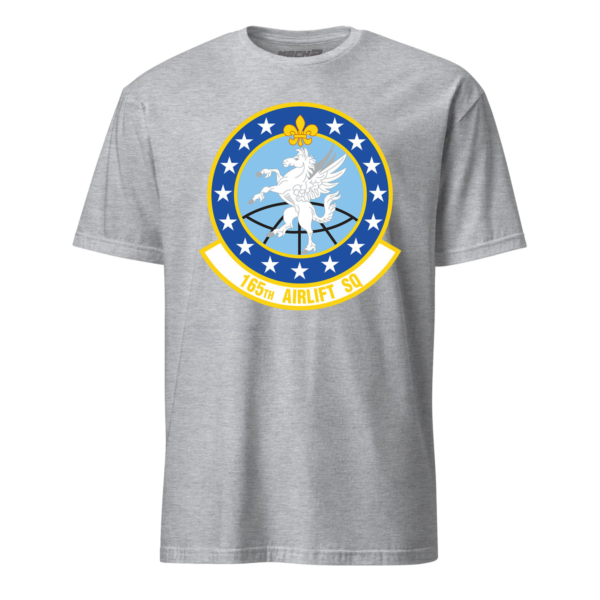Mach2 Squadron Upload | 165TH AIRLIFT SQUADRON | T-Shirt | Heather Grey | MACH-SHORT-SLEEVE-FRONT-GREY.jpg