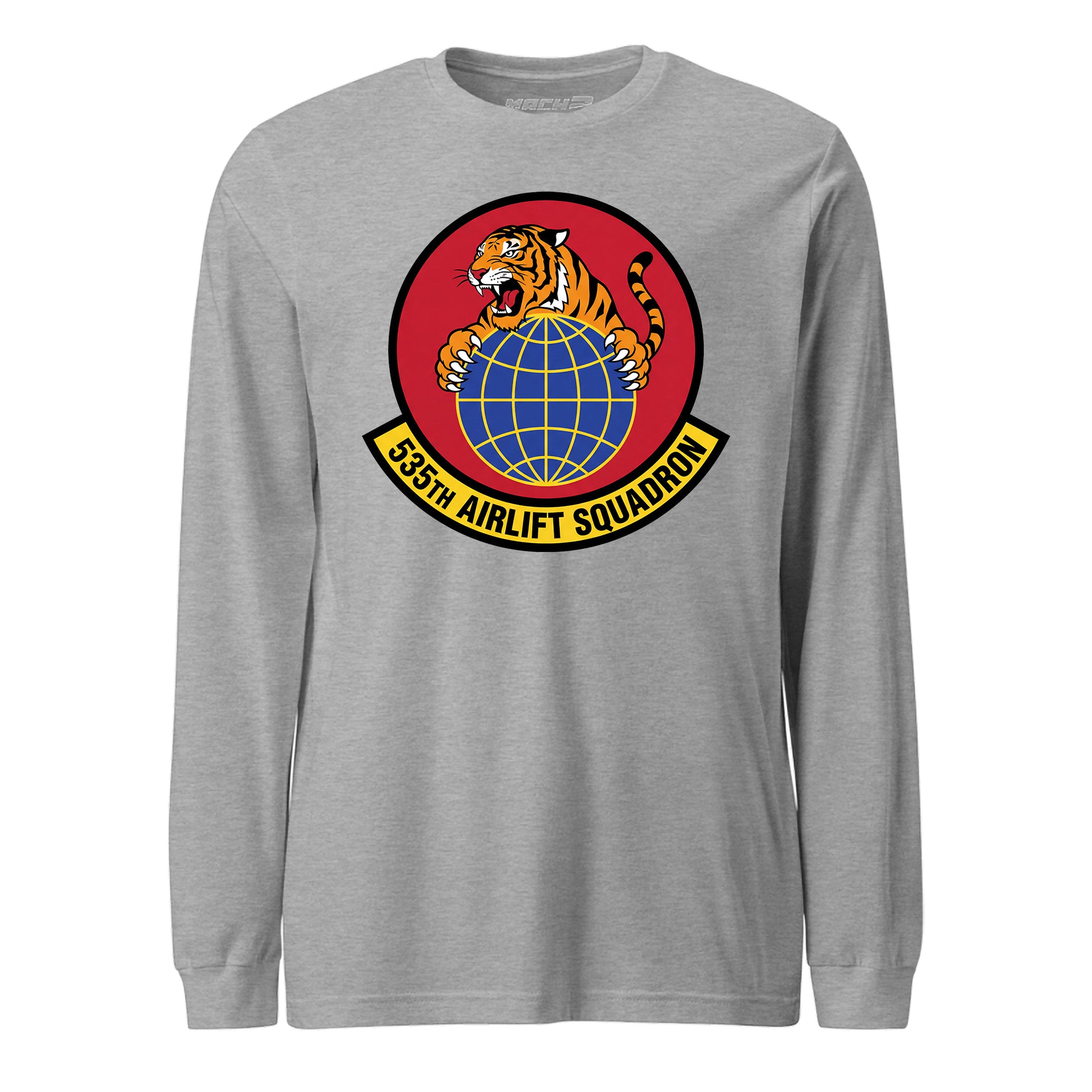 Mach2 Squadron Upload | 535TH AIRLIFT SQUADRON | Long Sleeve | Heather Grey | MACH-LONG-SLEEVE-FRONT-GREY.jpg
