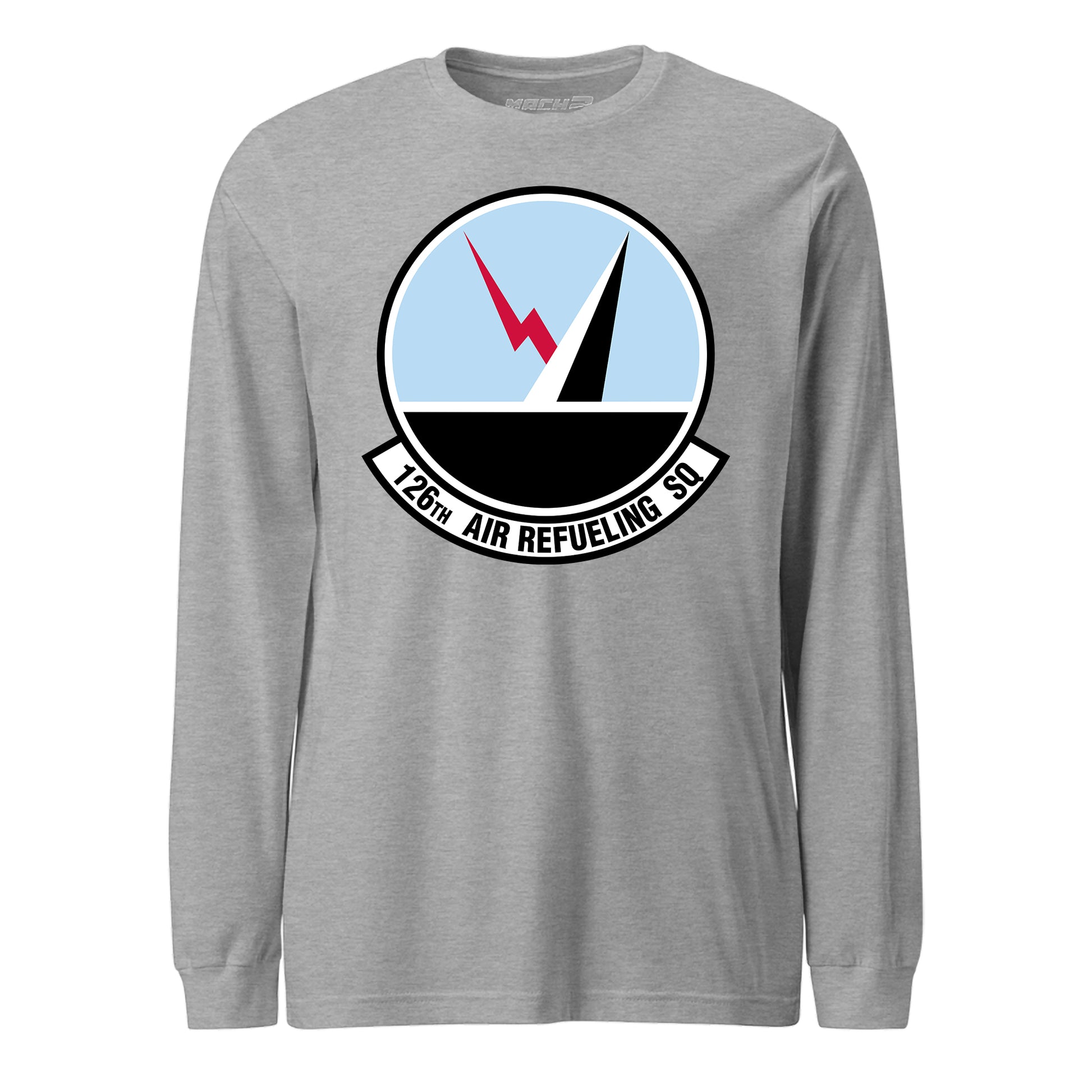 Mach2 Squadron Upload | 126TH AIR REFUELING SQUADRON | Long Sleeve | Heather Grey | MACH-LONG-SLEEVE-FRONT-GREY.jpg