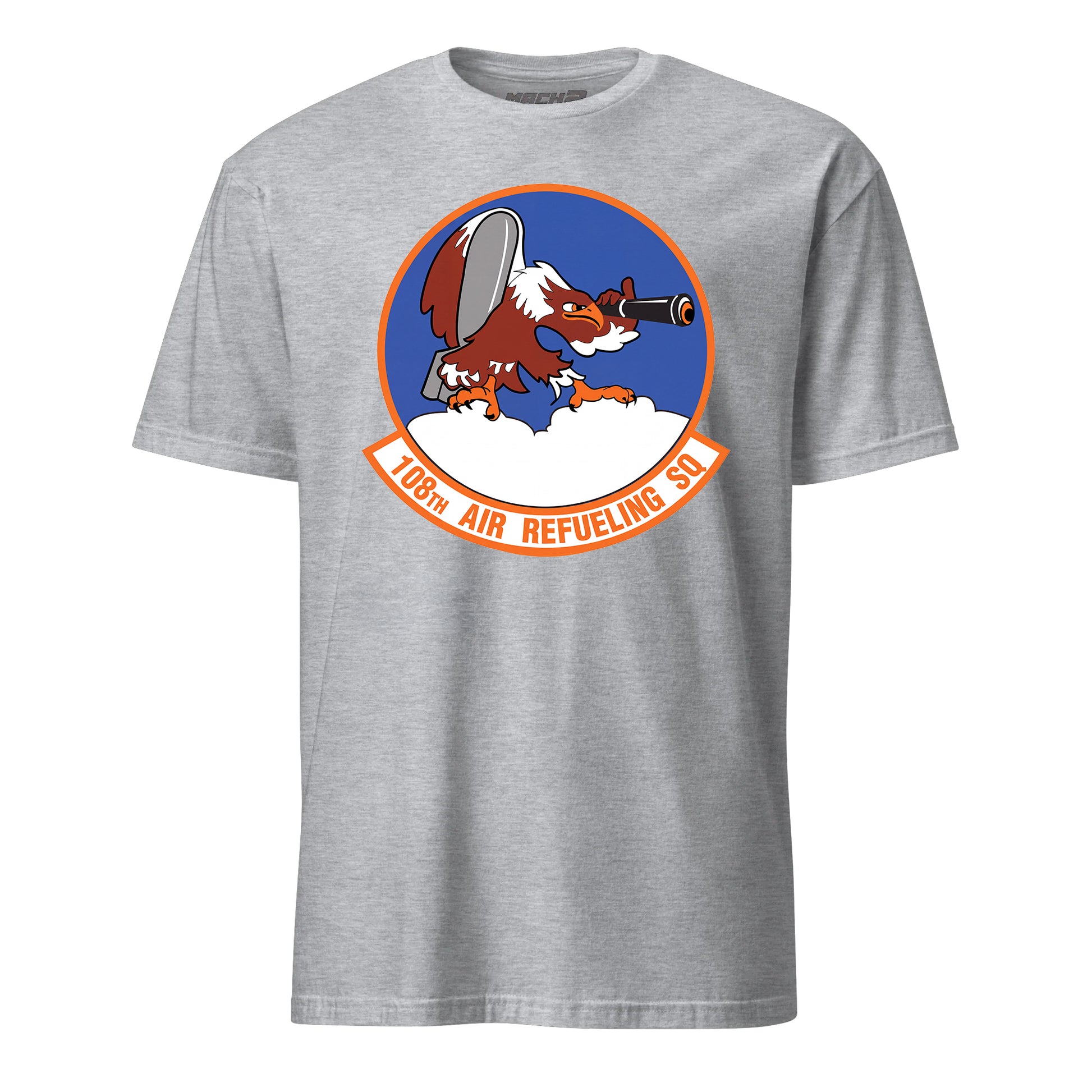 Mach2 Squadron Upload | 108TH AIR REFUELING SQUADRON | T-Shirt | Heather Grey | MACH-SHORT-SLEEVE-FRONT-GREY.jpg