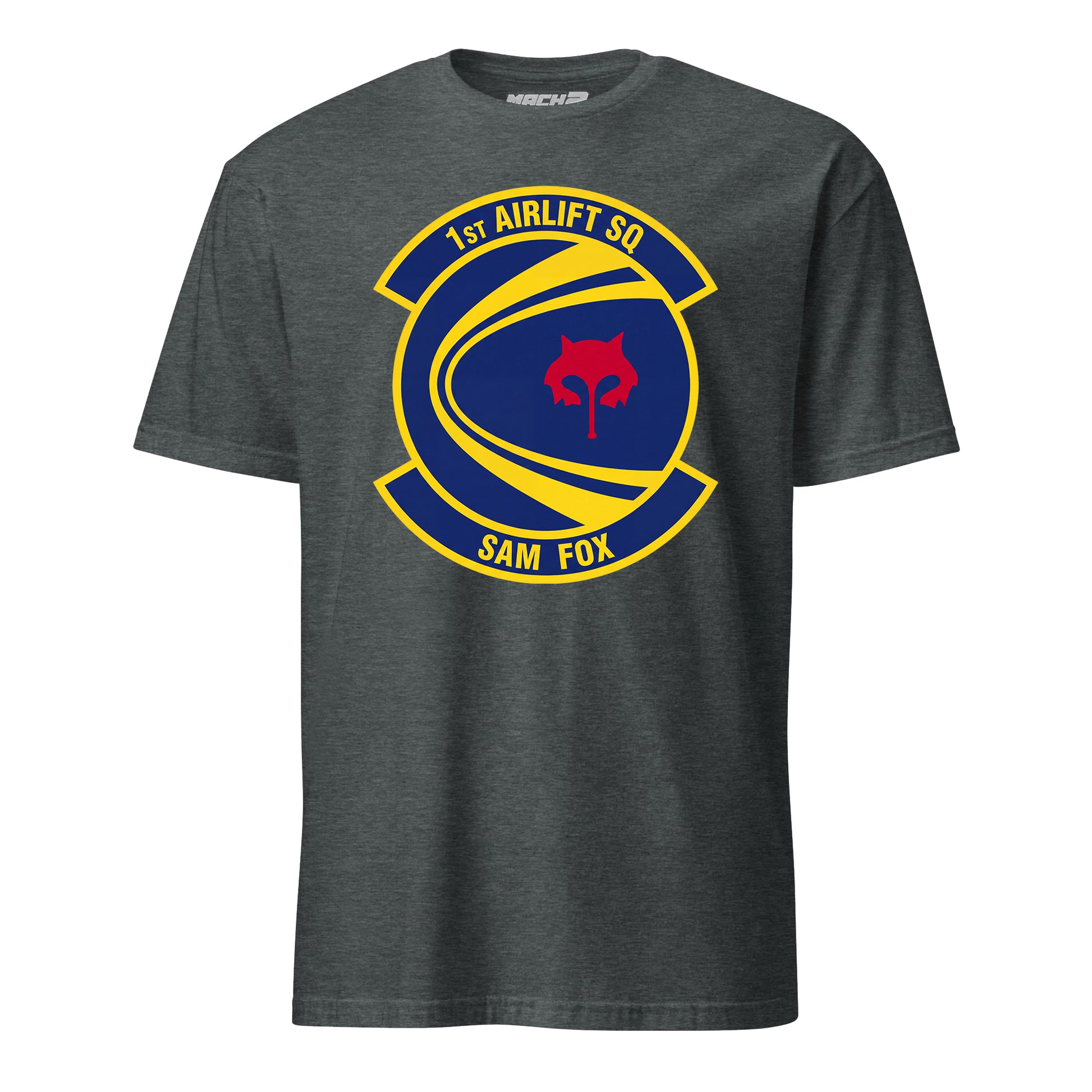 Mach2 Squadron Upload | 1ST AIRLIFT SQUADRON | T-Shirt | Charcoal Heather | MACH-SHORT-SLEEVE-FRONT-CHARCOAL.jpg