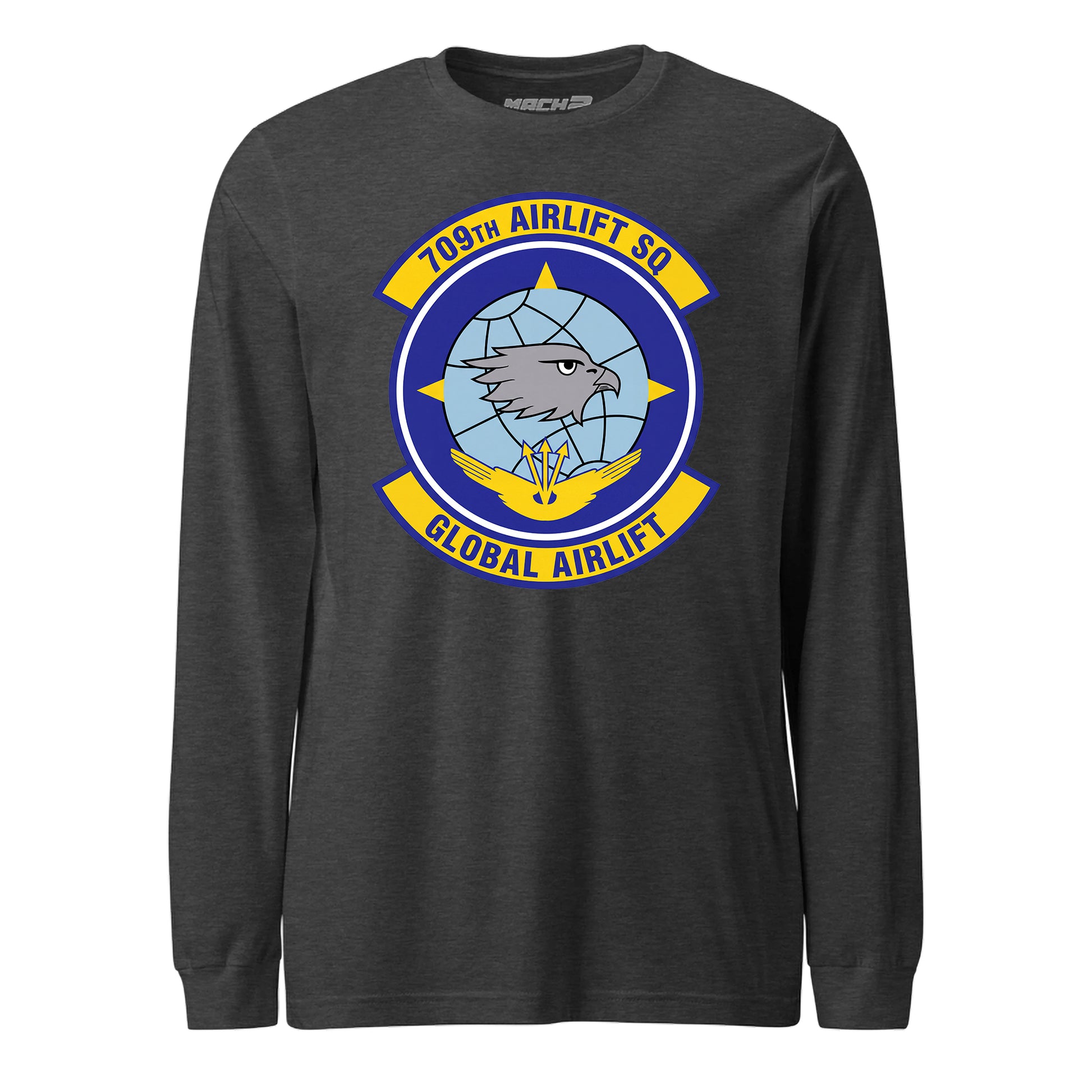 Mach2 Squadron Upload | 709TH AIRLIFT SQUADRON | Long Sleeve | Charcoal Heather | MACH-LONG-SLEEVE-FRONT-CHARCOAL.jpg