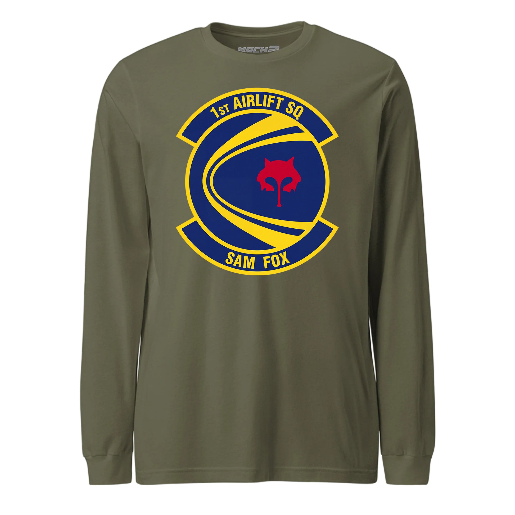 Mach2 Squadron Upload | 1ST AIRLIFT SQUADRON | Long Sleeve | OD Green | MACH-LONG-SLEEVE-FRONT-OD.jpg