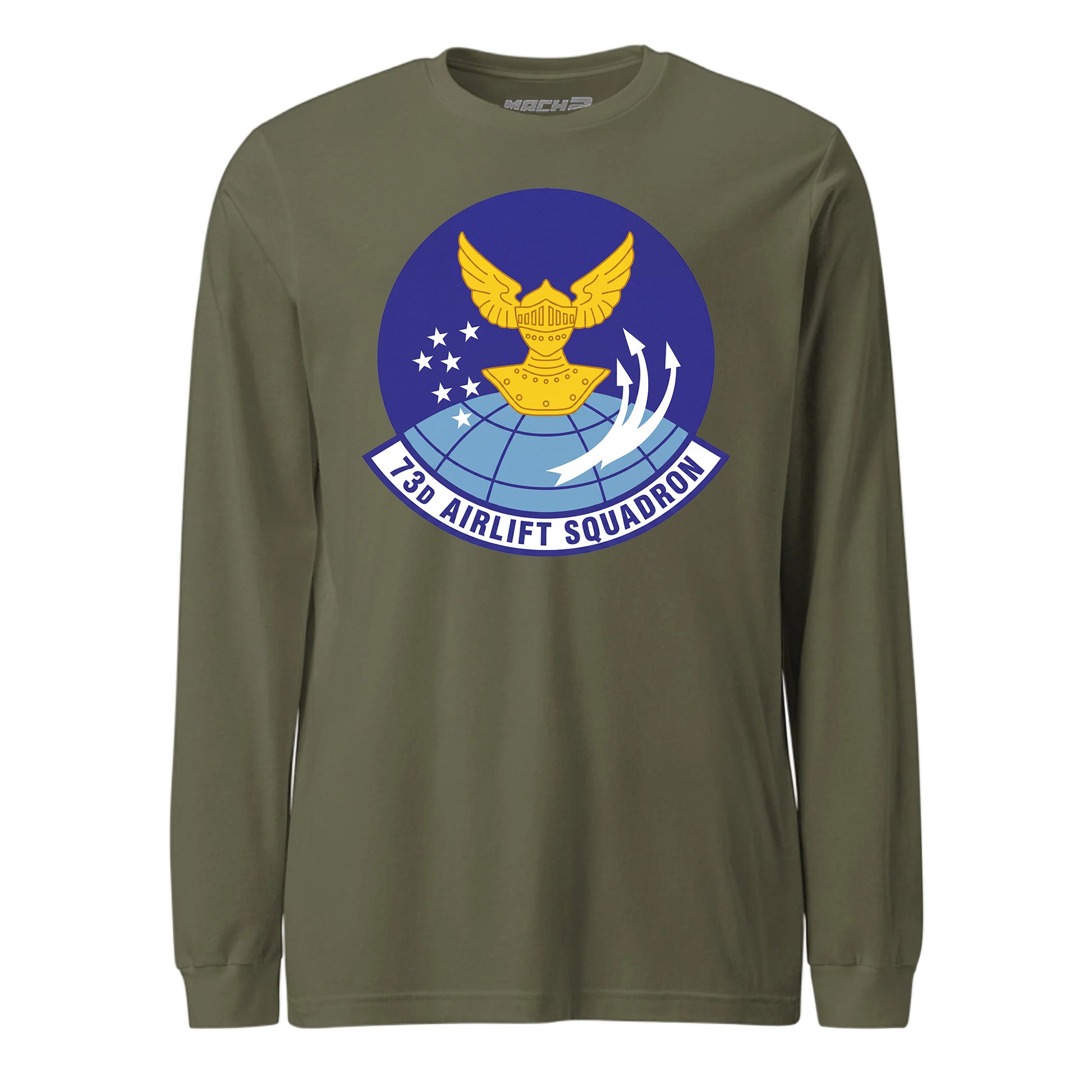 Mach2 Squadron Upload | 73RD AIRLIFT SQUADRON | Long Sleeve | OD Green | MACH-LONG-SLEEVE-FRONT-OD.jpg