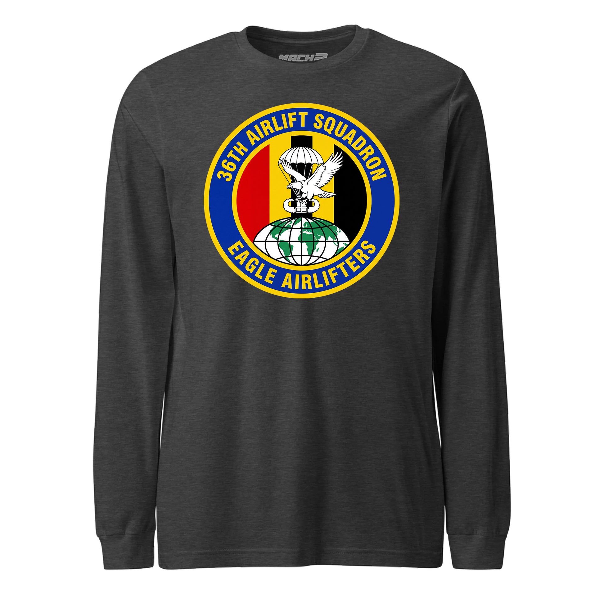 Mach2 Squadron Upload | 36TH AIRLIFT SQUADRON | Long Sleeve | Charcoal Heather | MACH-LONG-SLEEVE-FRONT-CHARCOAL.jpg