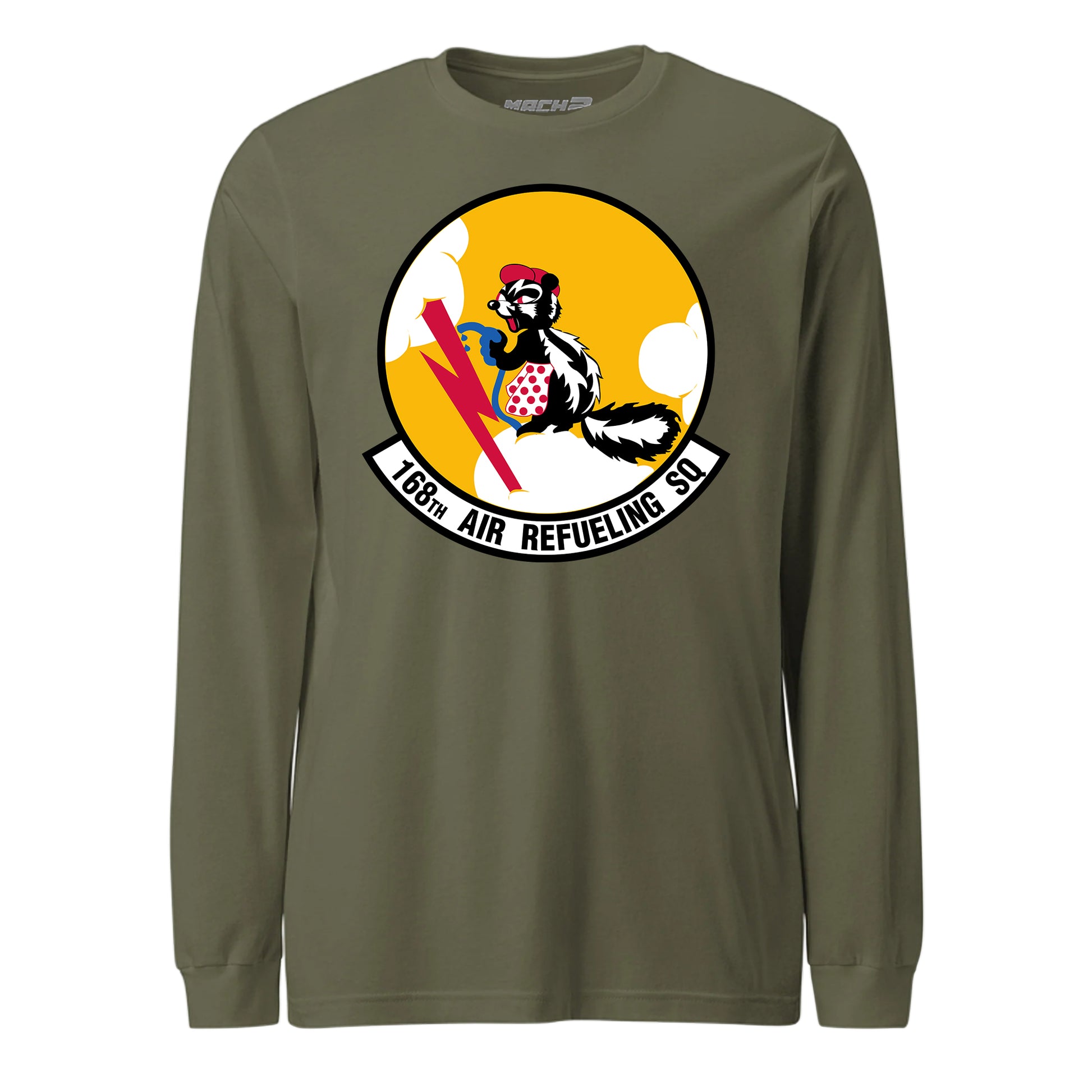 Mach2 Squadron Upload | 168TH AIR REFUELING SQUADRON | Long Sleeve | OD Green | MACH-LONG-SLEEVE-FRONT-OD.jpg