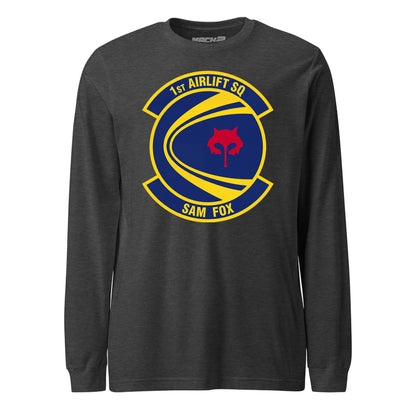 Mach2 Squadron Upload | 1ST AIRLIFT SQUADRON | Long Sleeve | Charcoal Heather | MACH-LONG-SLEEVE-FRONT-CHARCOAL.jpg