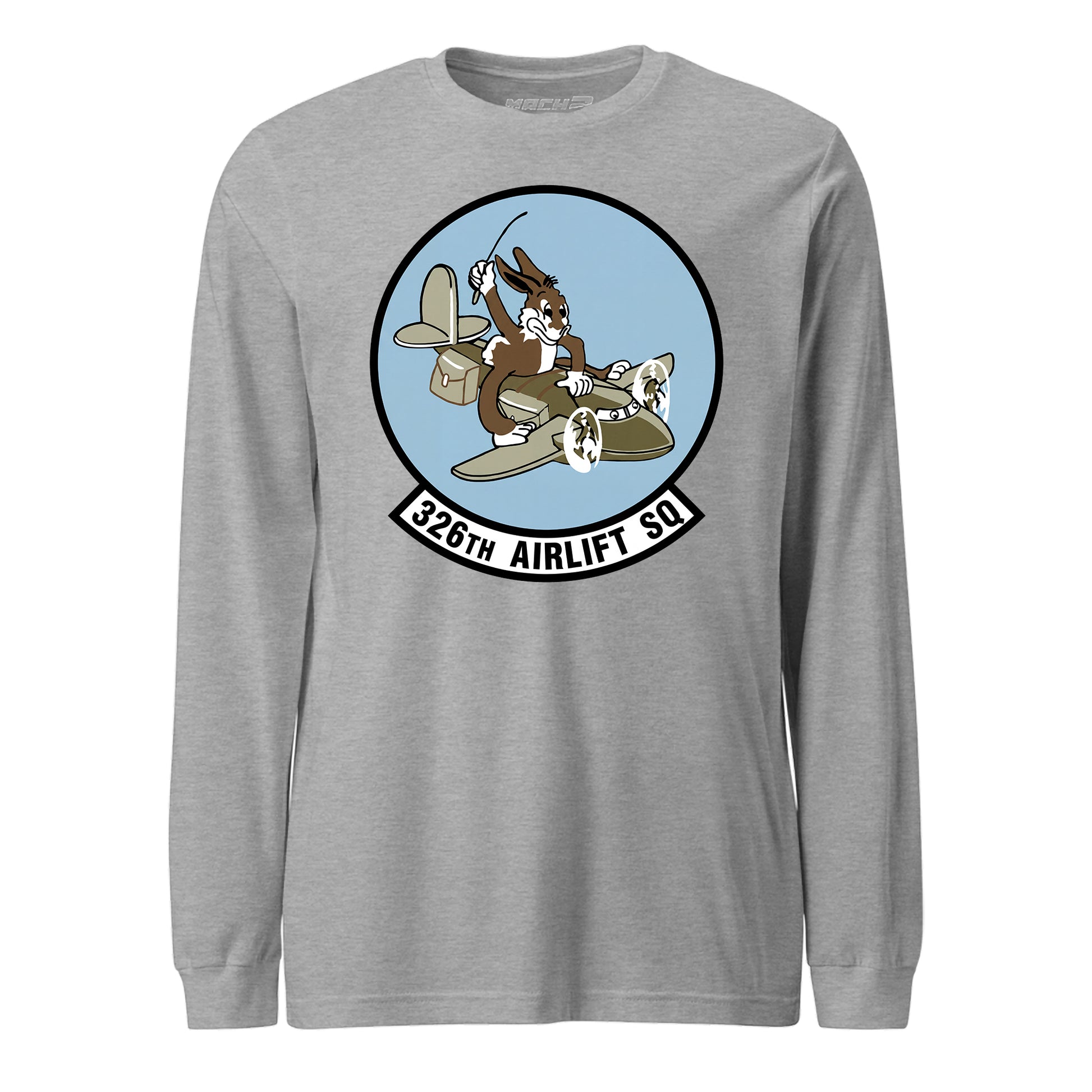 Mach2 Squadron Upload | 326TH AIRLIFT SQUADRON | Long Sleeve | Heather Grey | MACH-LONG-SLEEVE-FRONT-GREY.jpg