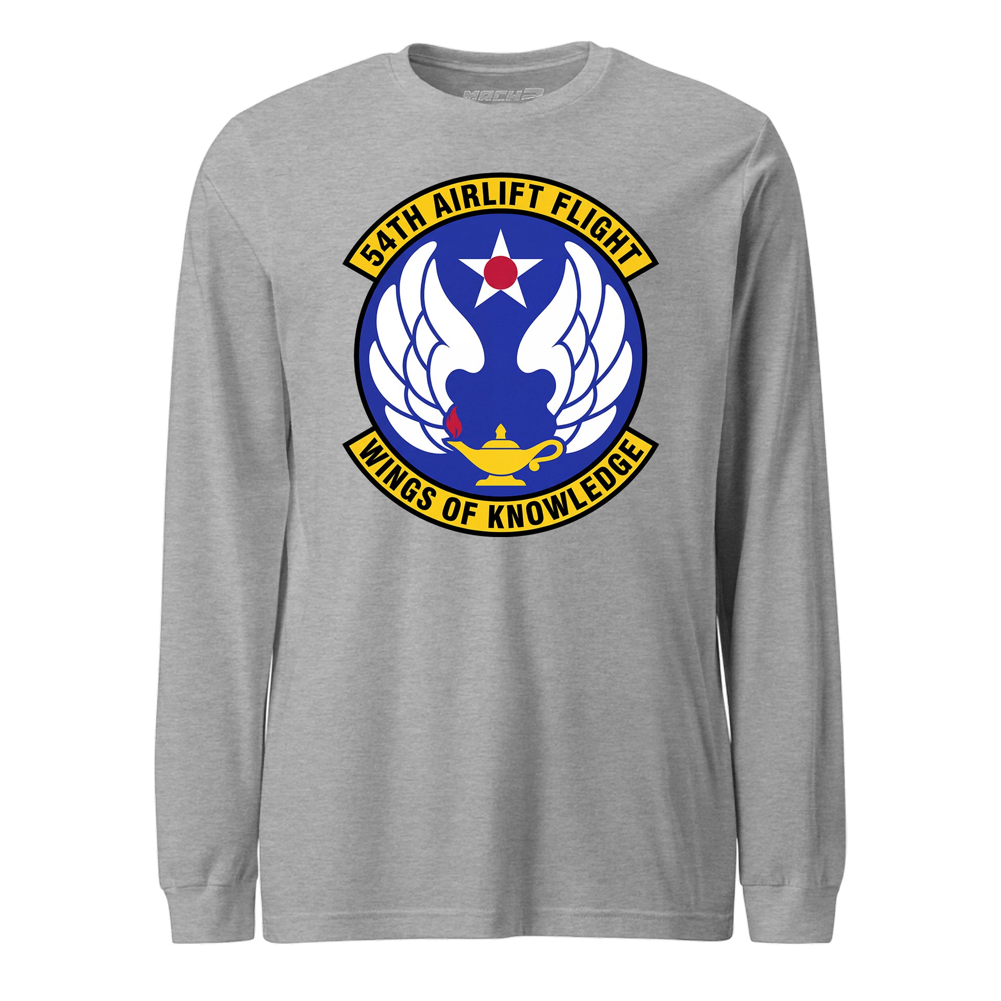 Mach2 Squadron Upload | 54TH AIRLIFT SQUADRON | Long Sleeve | Heather Grey | MACH-LONG-SLEEVE-FRONT-GREY.jpg