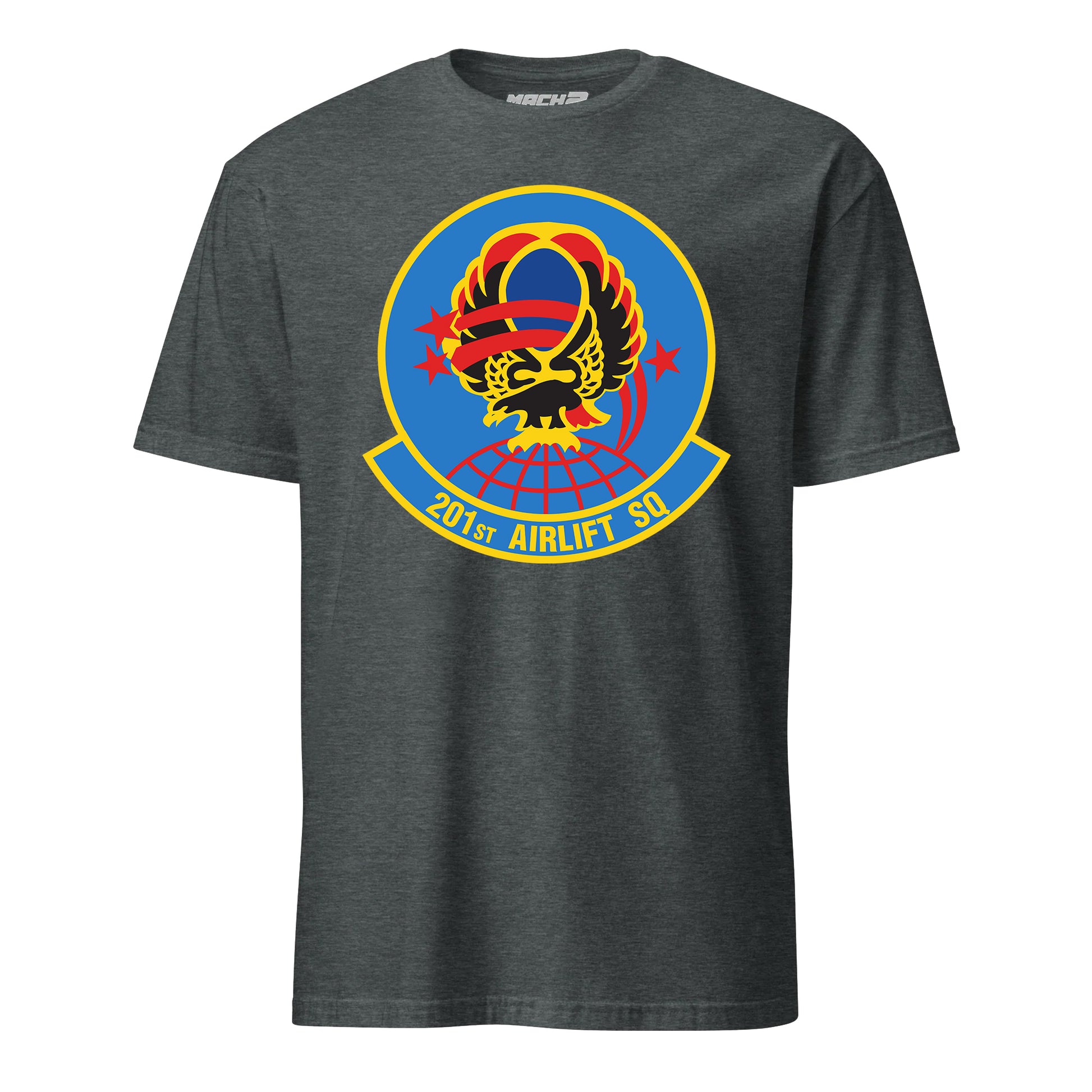 Mach2 Squadron Upload | 201ST AIRLIFT SQUADRON | T-Shirt | Charcoal Heather | MACH-SHORT-SLEEVE-FRONT-CHARCOAL.jpg