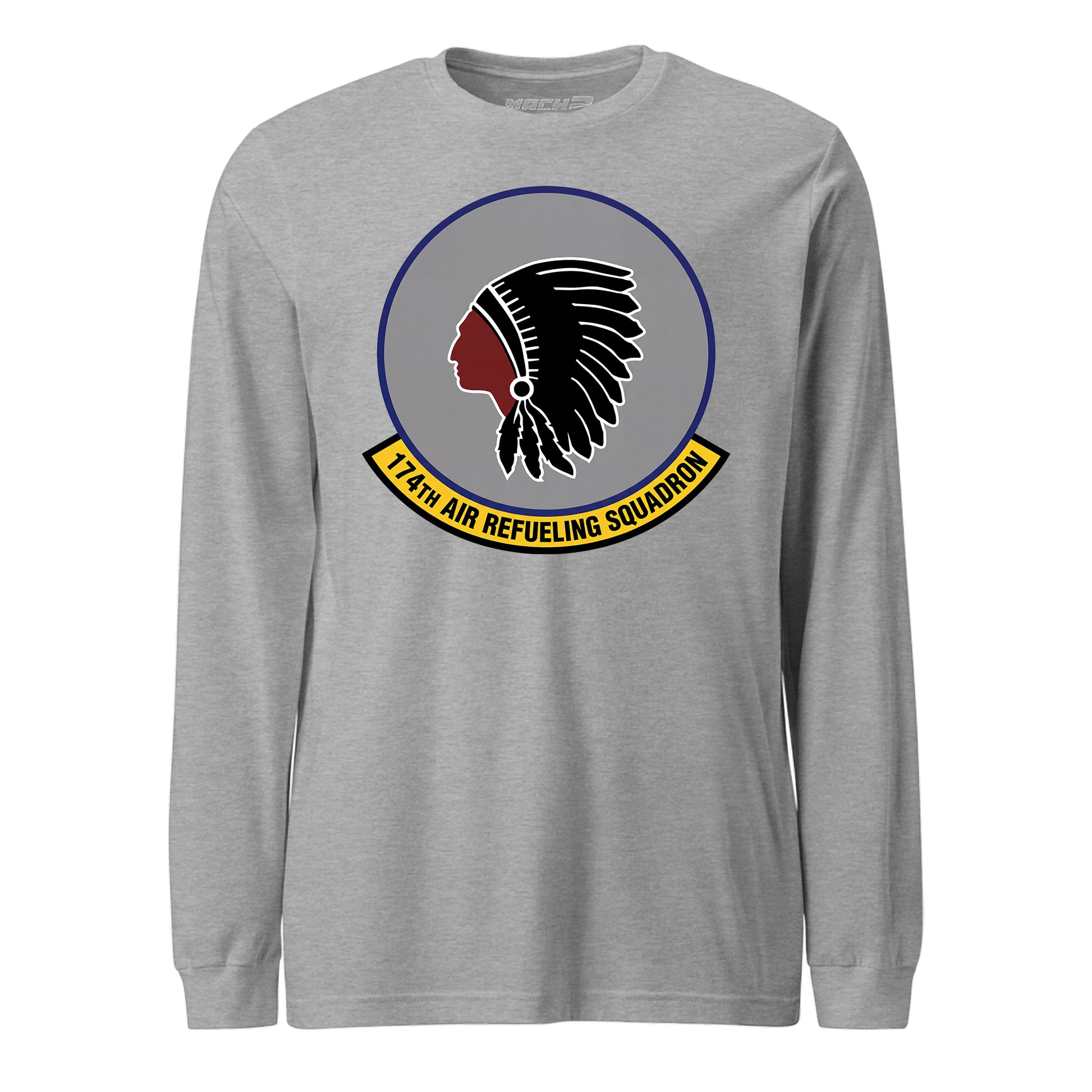 Mach2 Squadron Upload | 174TH AIR REFUELING SQUADRON | Long Sleeve | Heather Grey | MACH-LONG-SLEEVE-FRONT-GREY.jpg