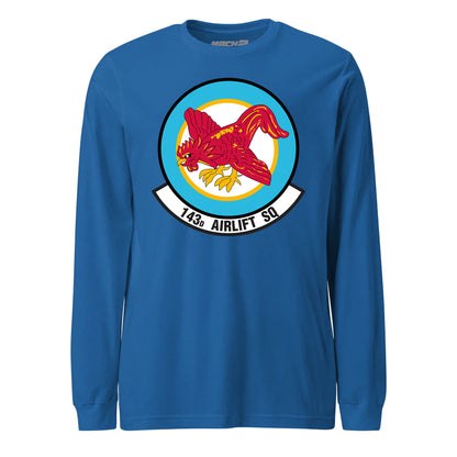 Mach2 Squadron Upload | 143RD AIRLIFT SQUADRON | Long Sleeve | Royal | MACH-LONG-SLEEVE-FRONT-ROYAL.jpg