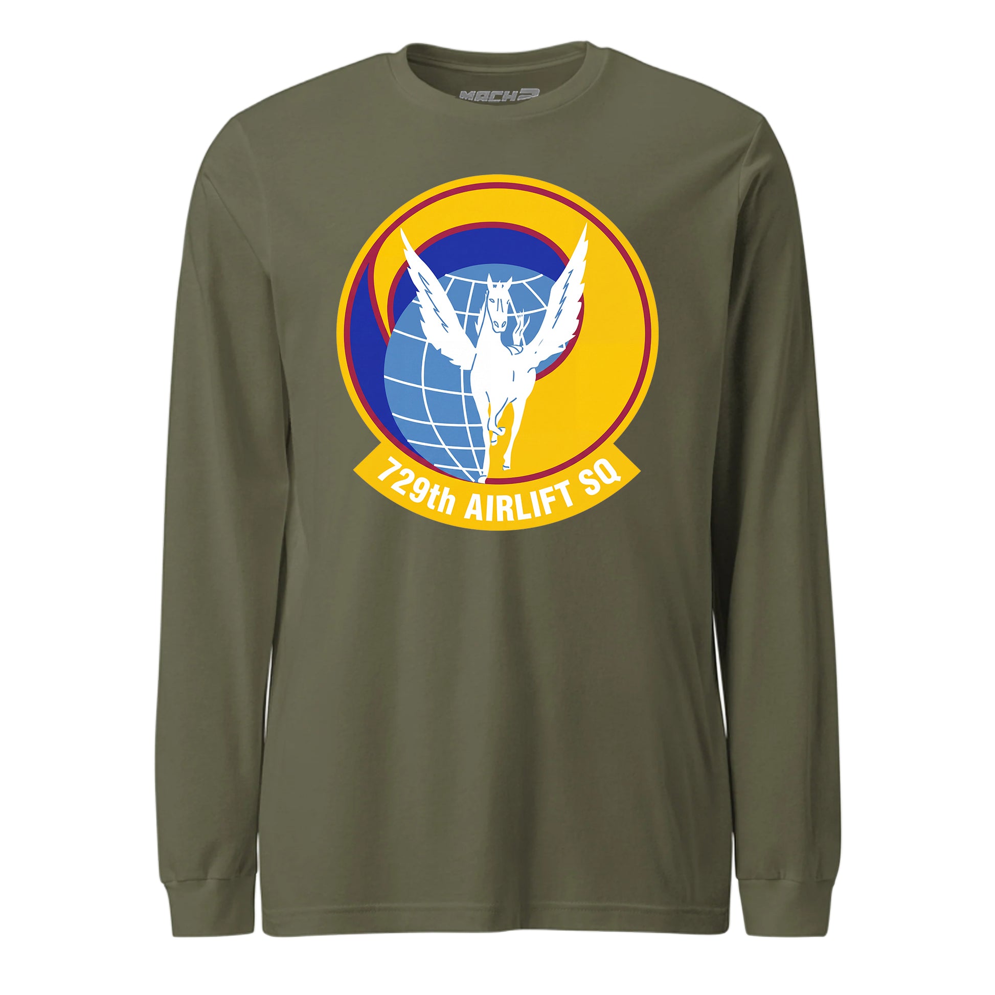 Mach2 Squadron Upload | 729TH AIRLIFT SQUADRON | Long Sleeve | OD Green | MACH-LONG-SLEEVE-FRONT-OD.jpg