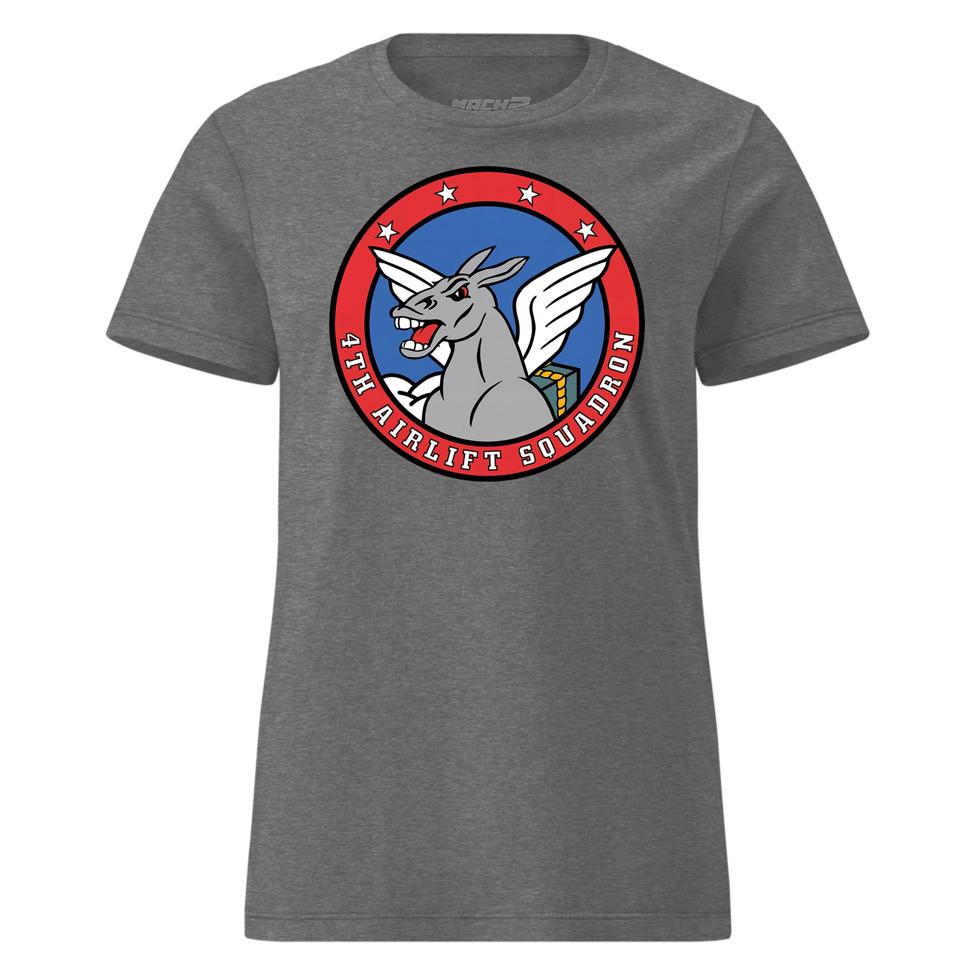 Mach2 Squadron Upload | 4TH AIRLIFT SQUADRON | Womens | Charcoal Heather | MACH-WOMENS-FRONT-CHARCOAL.jpg