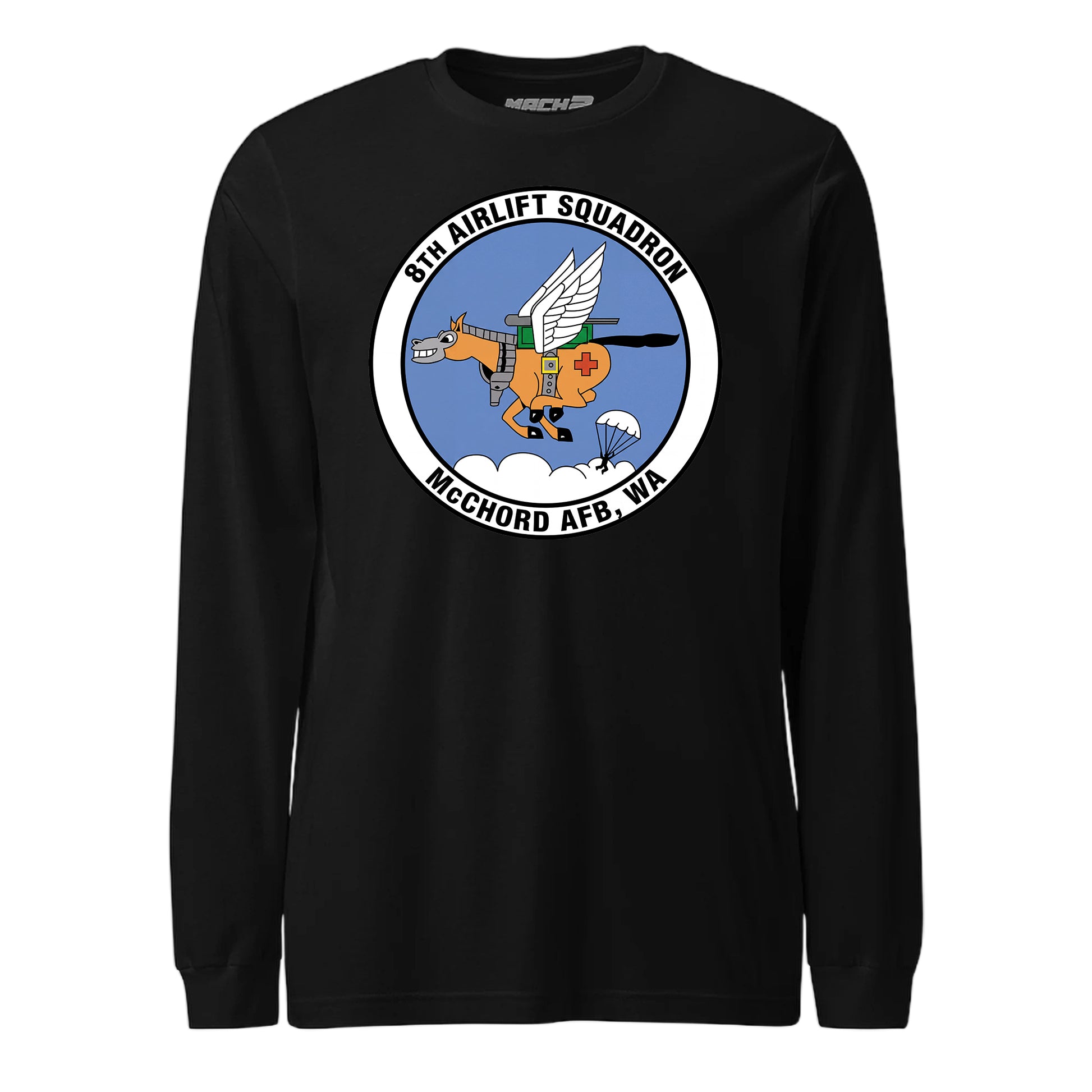 Mach2 Squadron Upload | 8TH AIRLIFT SQUADRON | Long Sleeve | Black | MACH-LONG-SLEEVE-FRONT-BLACK.jpg
