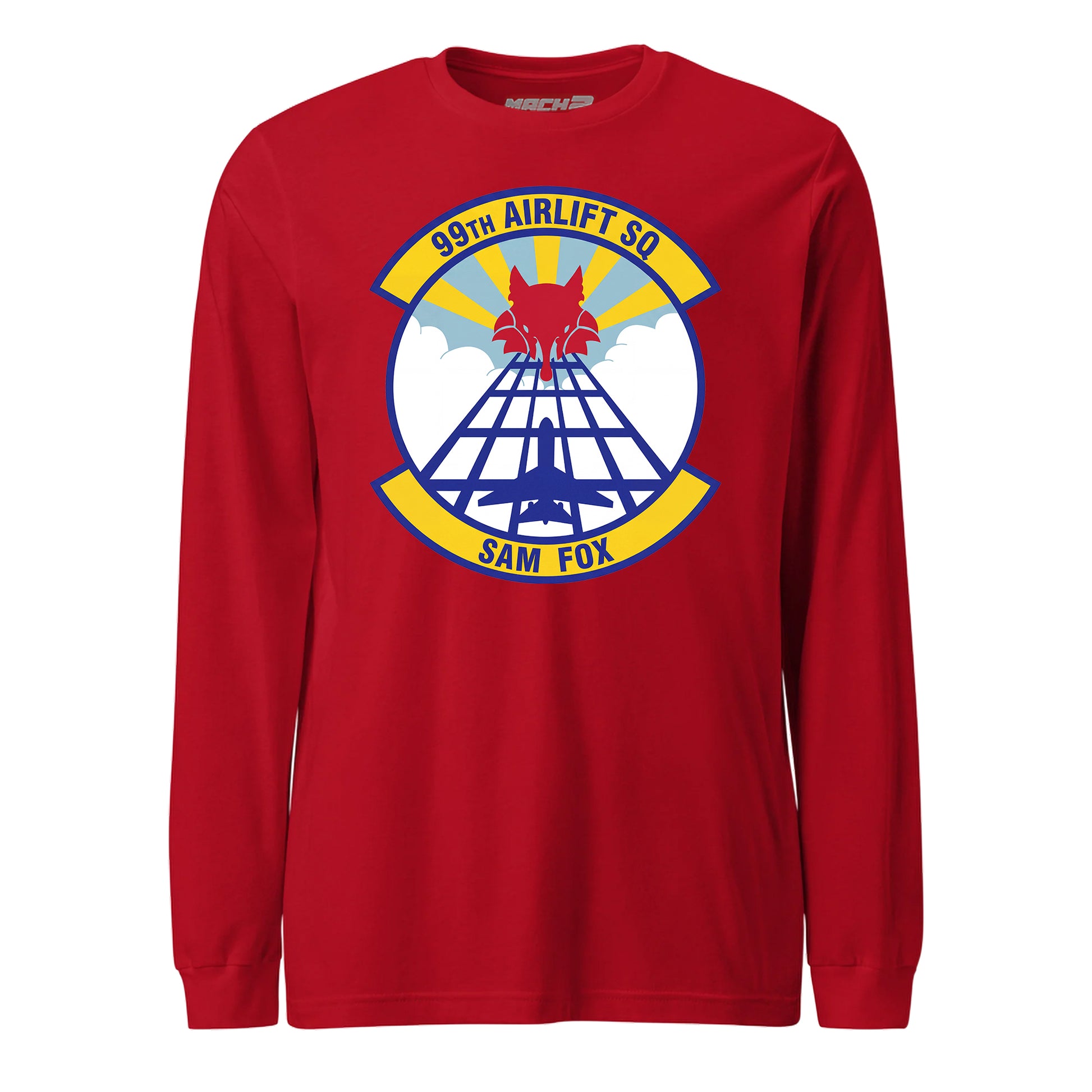 Mach2 Squadron Upload | 99TH AIRLIFT SQUADRON | Long Sleeve | Red | MACH-LONG-SLEEVE-FRONT-RED.jpg