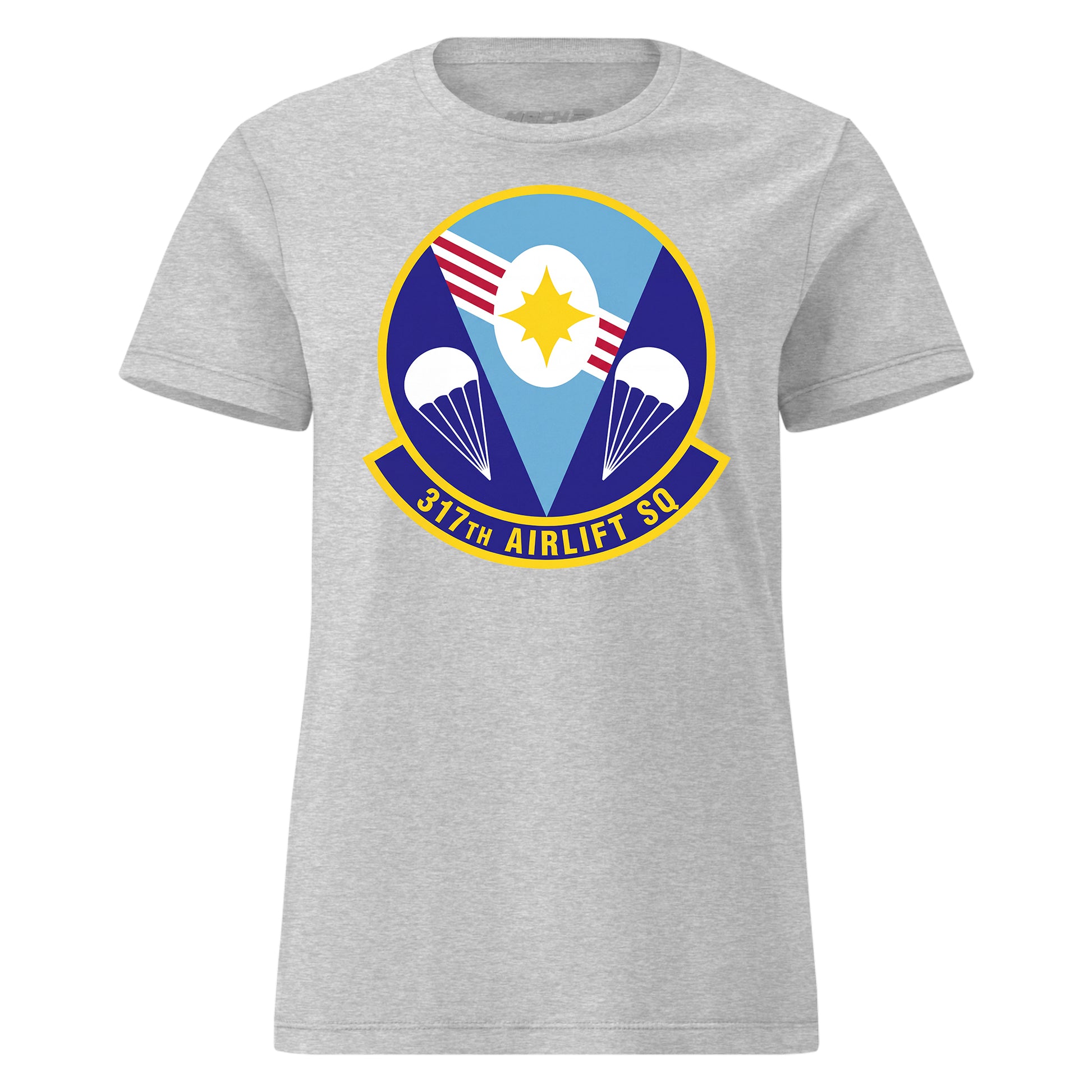 Mach2 Squadron Upload | 317TH AIRLIFT SQUADRON | Womens | Heather Grey | MACH-WOMENS-FRONT-GREY.jpg