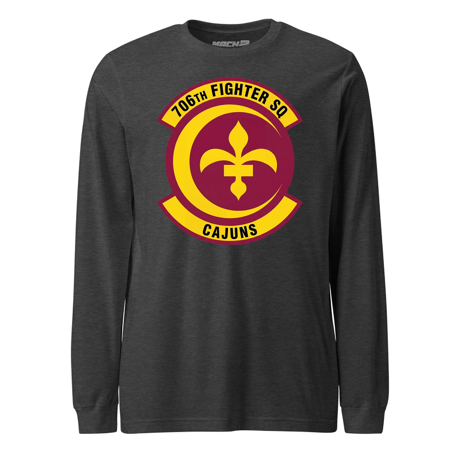 Mach2 Squadron Upload | 706TH AGGRESSOR SQUADRON | Long Sleeve | Charcoal Heather | MACH-LONG-SLEEVE-FRONT-CHARCOAL.jpg