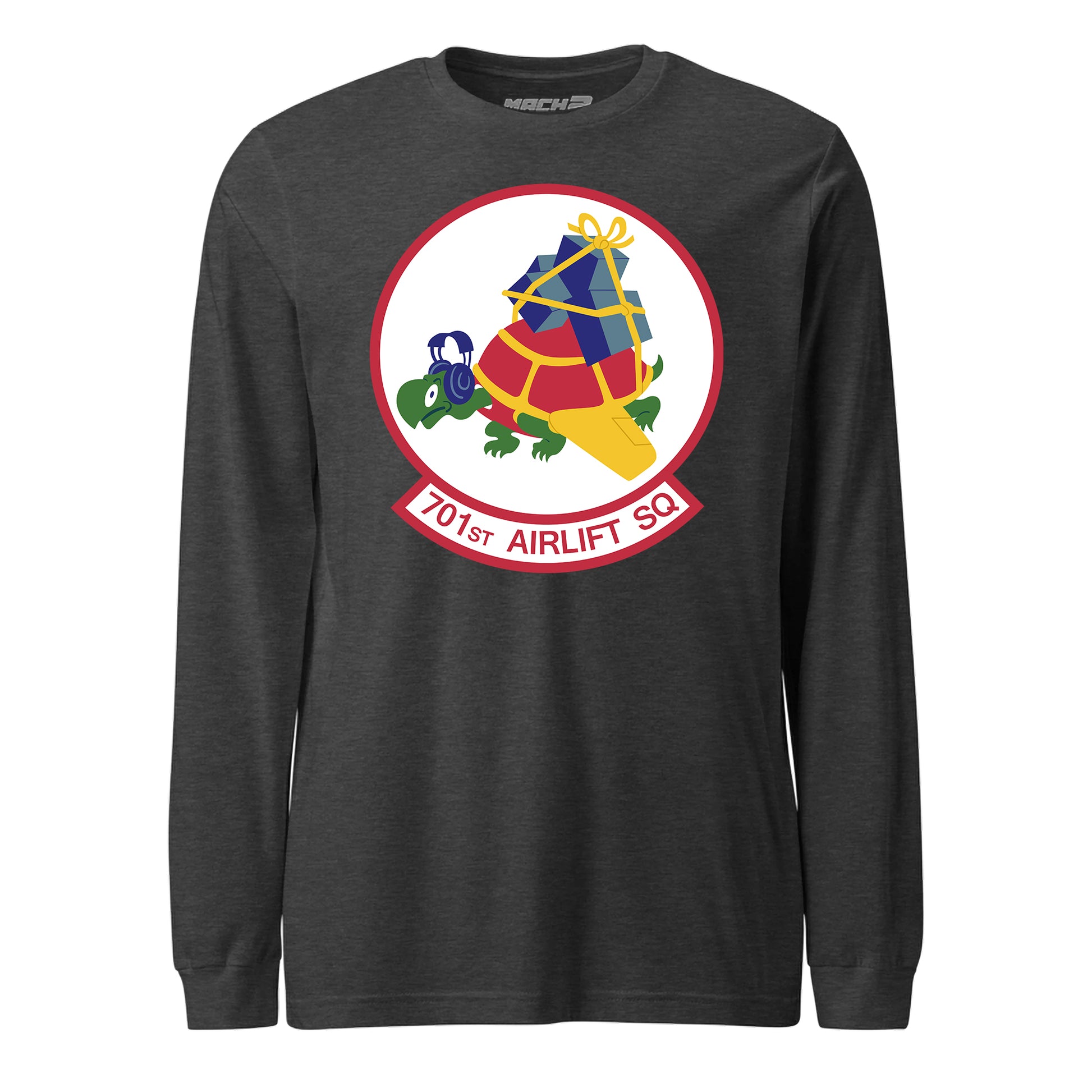 Mach2 Squadron Upload | 701ST AIRLIFT SQUADRON | Long Sleeve | Charcoal Heather | MACH-LONG-SLEEVE-FRONT-CHARCOAL.jpg