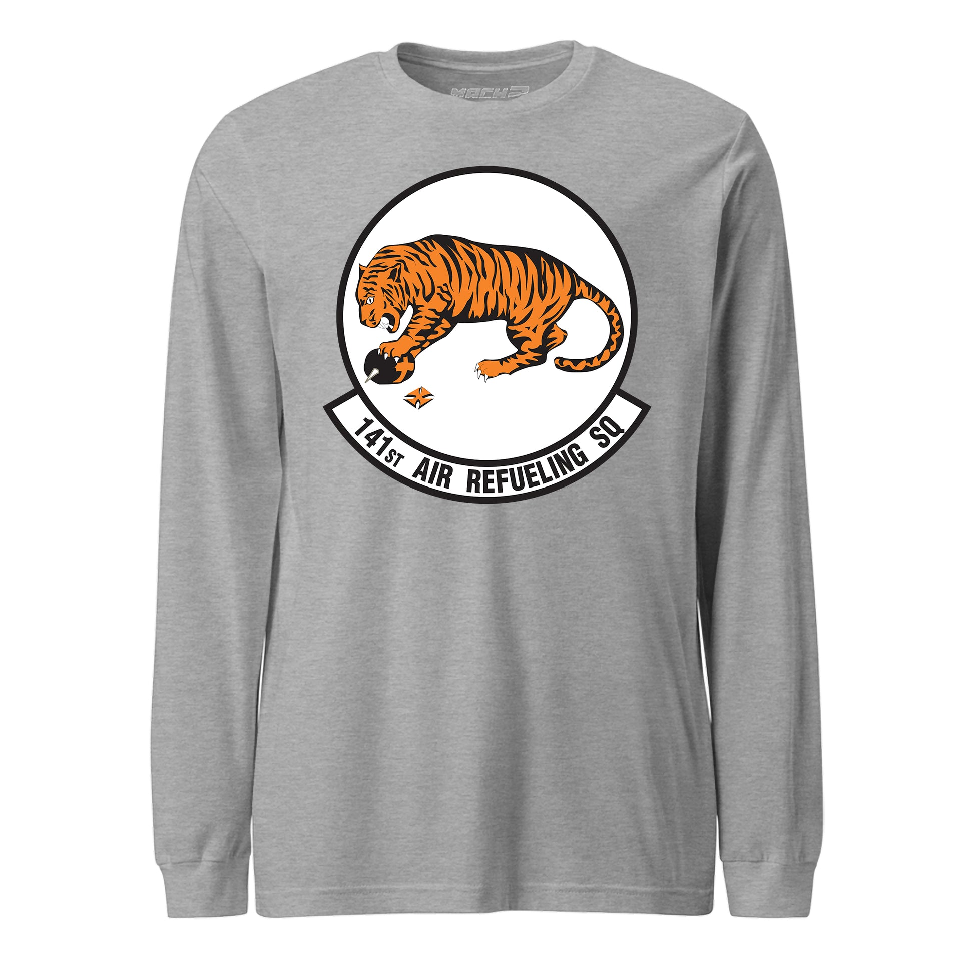Mach2 Squadron Upload | 141ST AIR REFUELING SQUADRON | Long Sleeve | Heather Grey | MACH-LONG-SLEEVE-FRONT-GREY.jpg