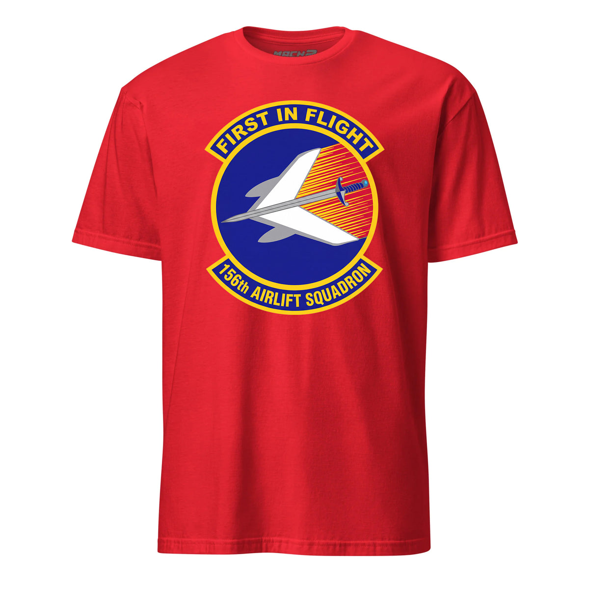 Mach2 Squadron Upload | 156TH AIRLIFT SQUADRON | T-Shirt | Red | MACH-SHORT-SLEEVE-FRONT-RED.jpg