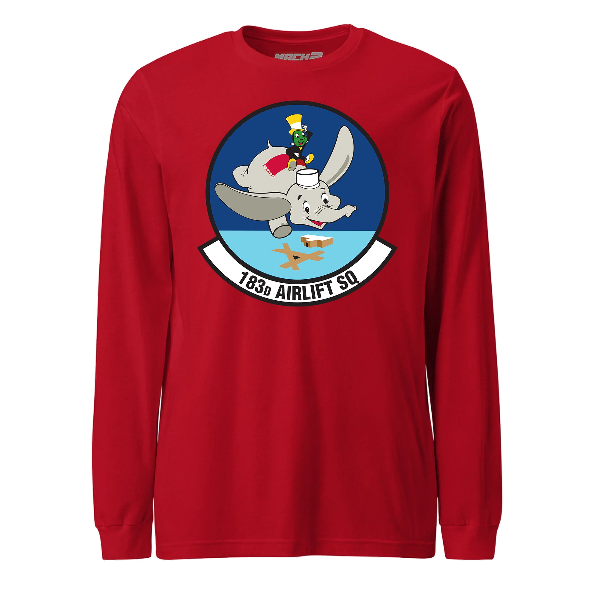 Mach2 Squadron Upload | 183RD AIRLIFT SQUADRON | Long Sleeve | Red | MACH-LONG-SLEEVE-FRONT-RED.jpg